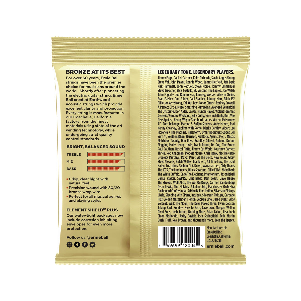 Dây Đàn Guitar Acoustic Ernie Ball Earthwood 80/20 Bronze, 11-52