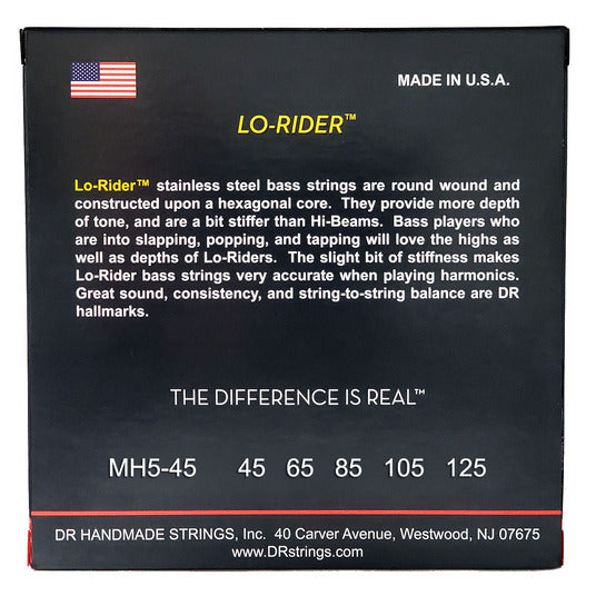 Dây Đàn Guitar Bass DR Strings LO-RIDER Stainless Steel Medium 5-String, 45-125