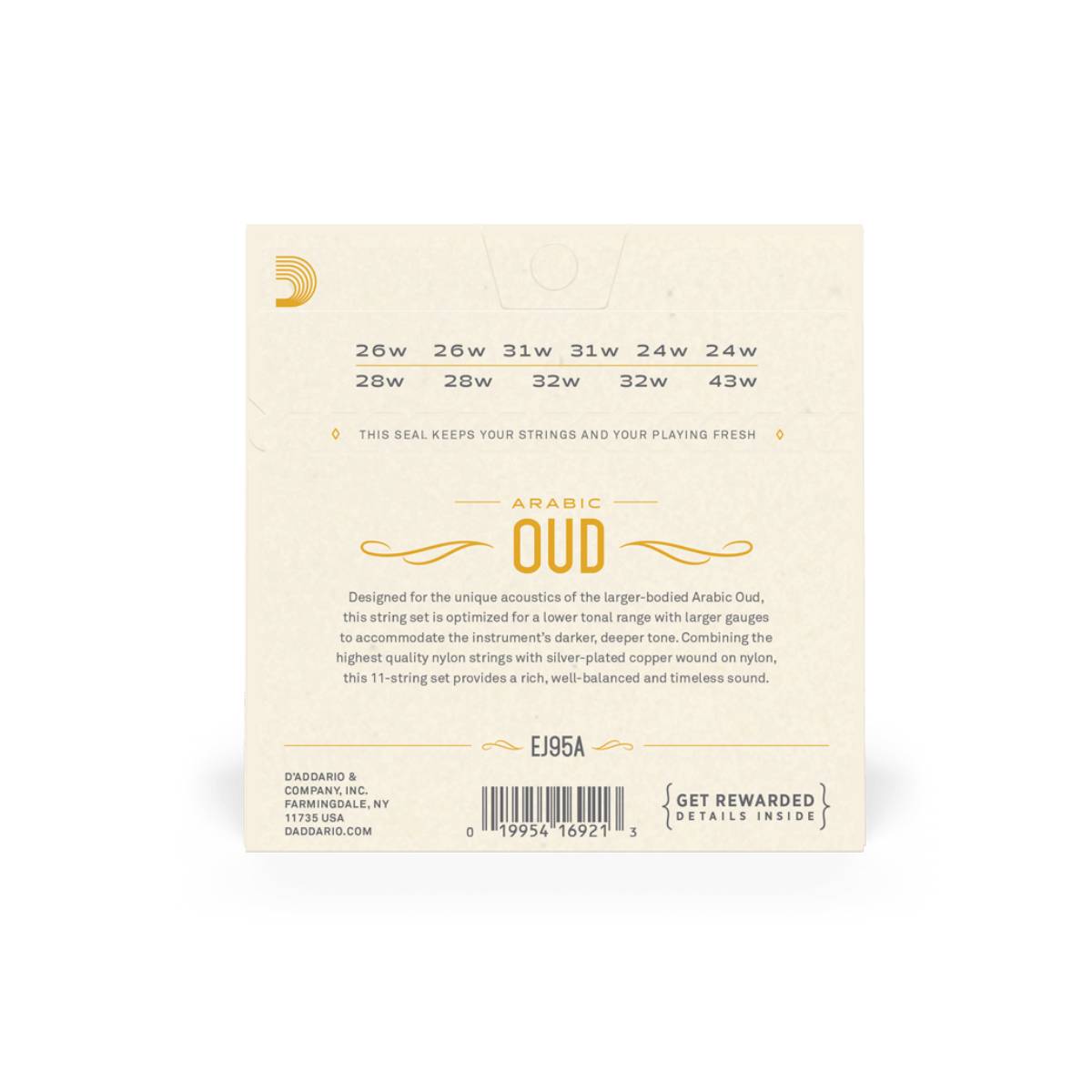 D'Addario EJ95A Silver-Plated Copper 11-String Oud Strings for Arabic Tuning-Mai Nguyên Music