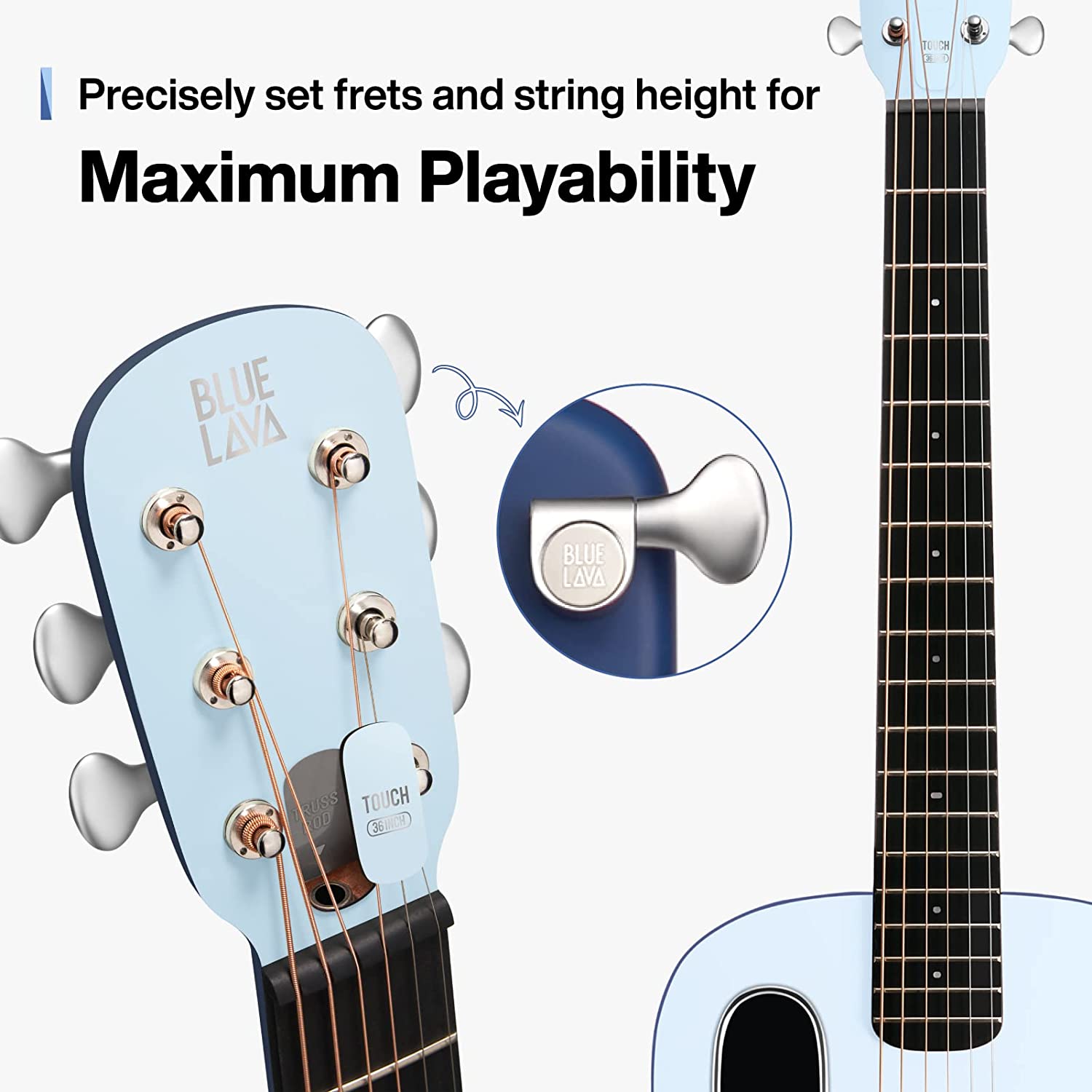 Đàn Guitar Acoustic BLUE LAVA Touch Size 36", Ice/Ocean Blue-Mai Nguyên Music