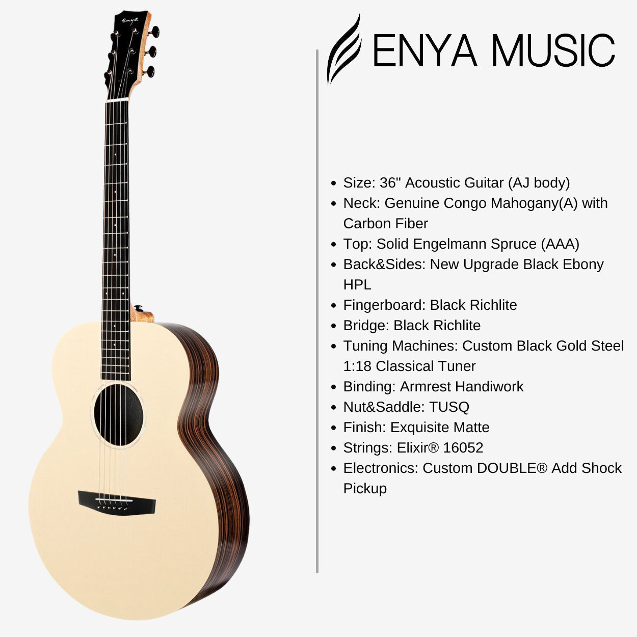 Đàn Guitar Acoustic Enya EM-X2 EQ AcousticPlus - Size 36"-Mai Nguyên Music