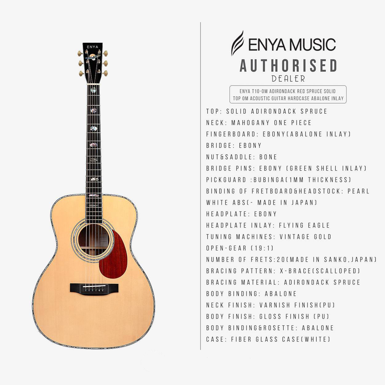 Đàn Guitar Acoustic Enya T-10OME w/Case-Mai Nguyên Music