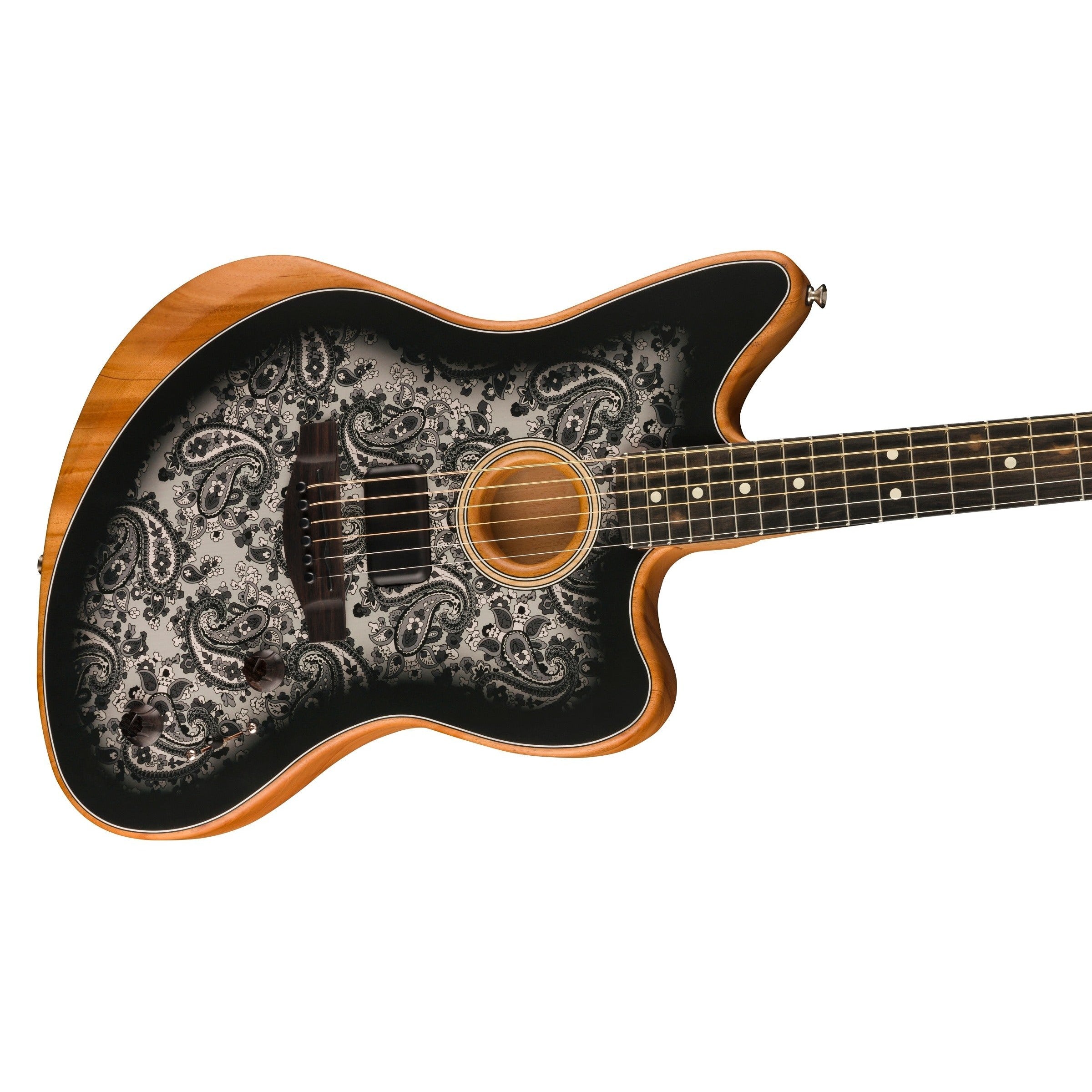 Đàn Guitar Acoustic Fender Limited Edition American Acoustasonic Jazzmaster, Black Paisley-Mai Nguyên Music