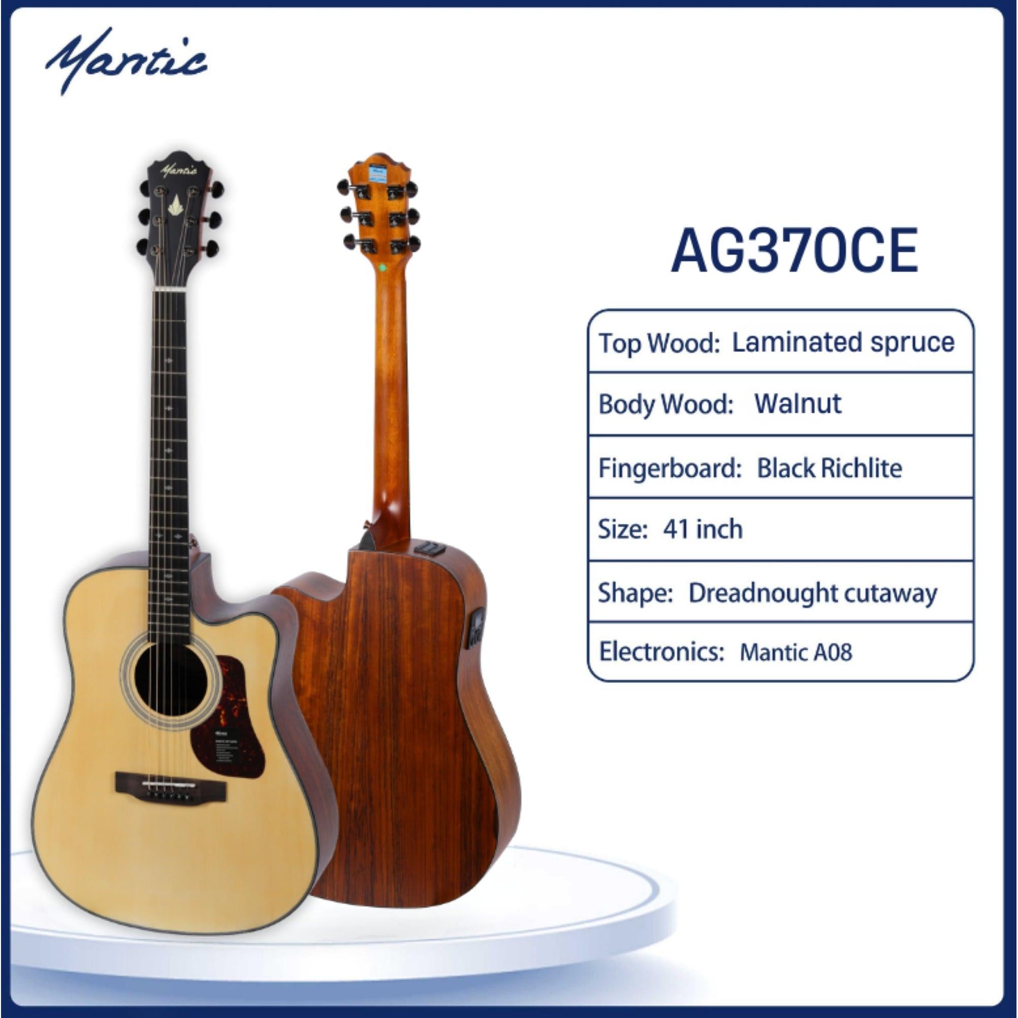 Đàn Guitar Acoustic Mantic AG-370CE-Mai Nguyên Music