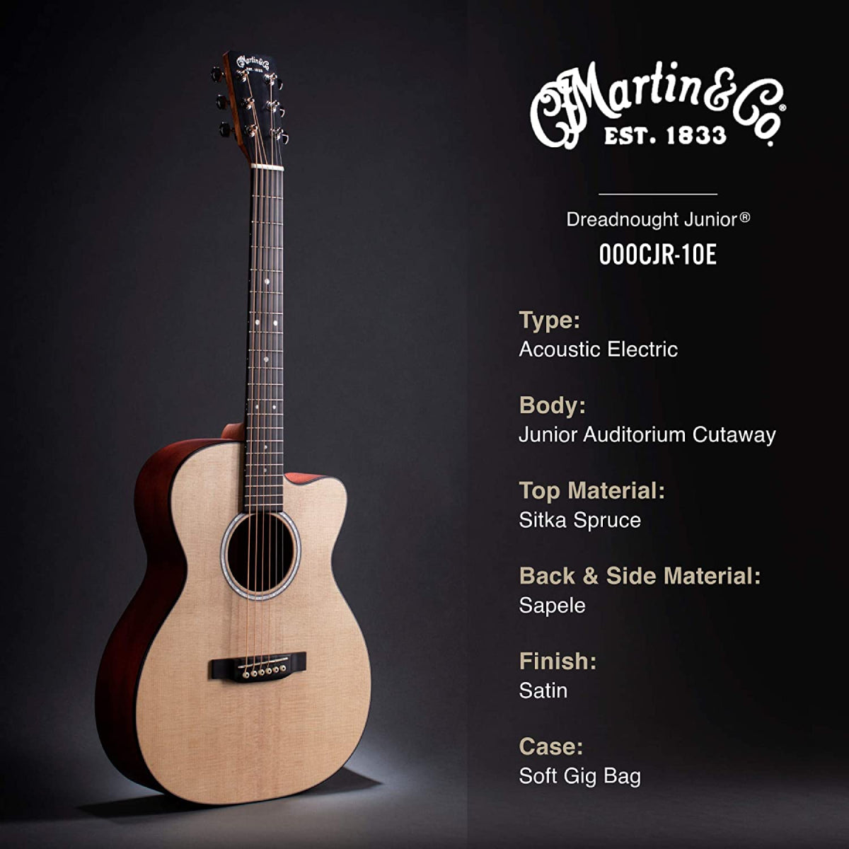 Đàn Guitar Acoustic Martin 000CJr-10E Sitka Spruce Junior Series w/Bag-Mai Nguyên Music