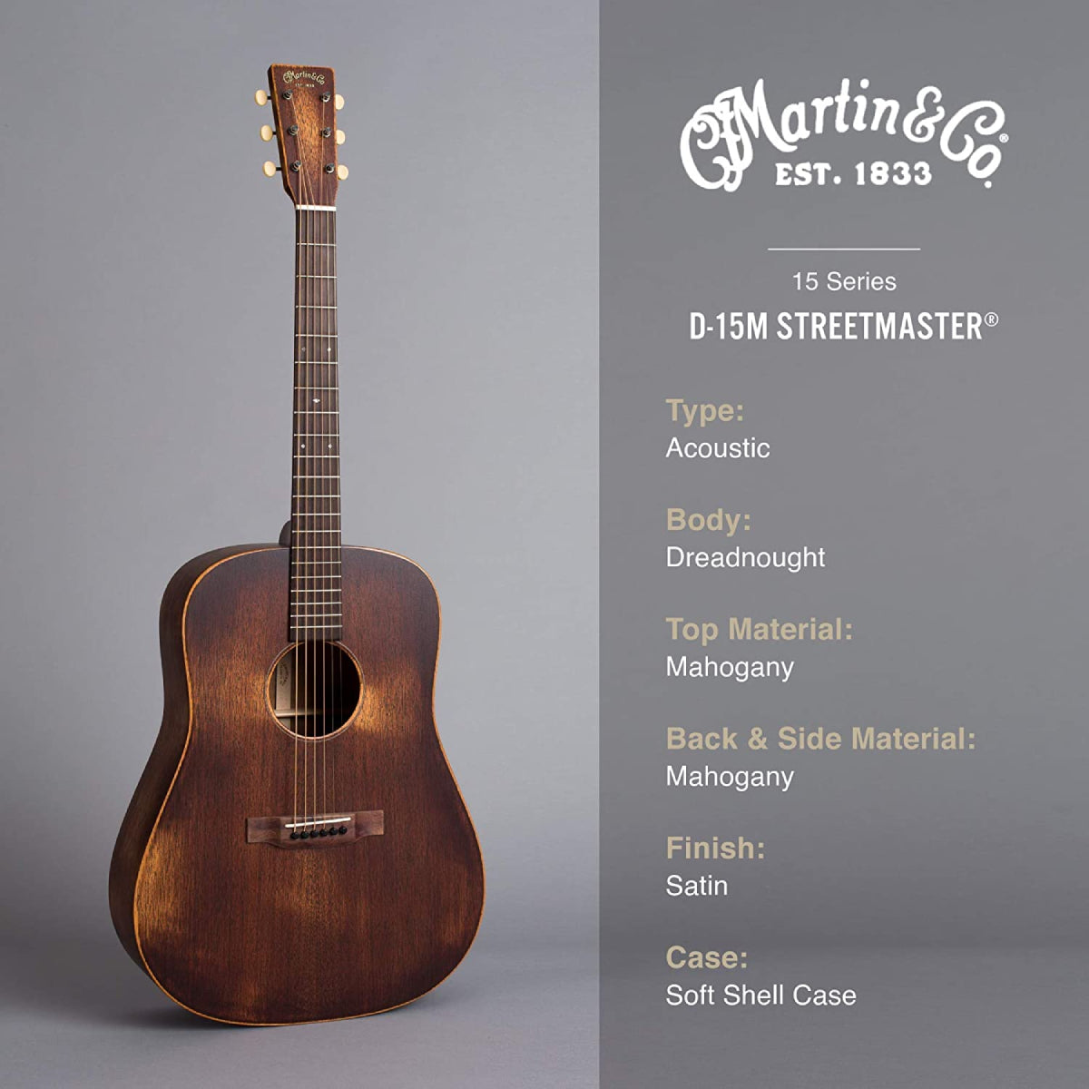 Đàn Guitar Acoustic Martin D-15M StreetMaster 15 Series w/Bag-Mai Nguyên Music
