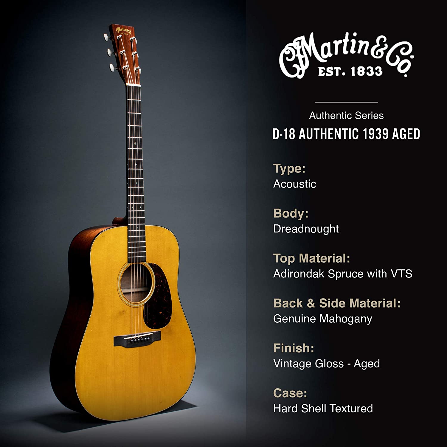Đàn Guitar Acoustic Martin D-18 Authentic 1939 Aged w/Case-Mai Nguyên Music
