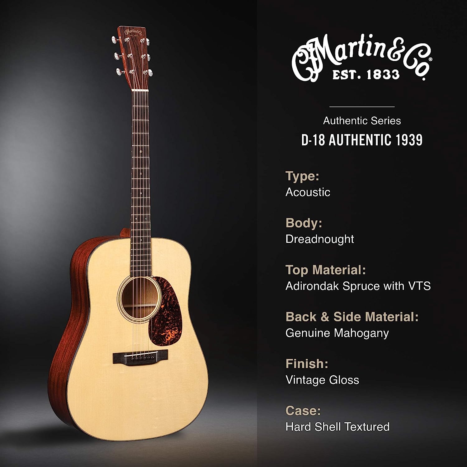 Đàn Guitar Acoustic Martin D-18 Authentic 1939 w/Case-Mai Nguyên Music