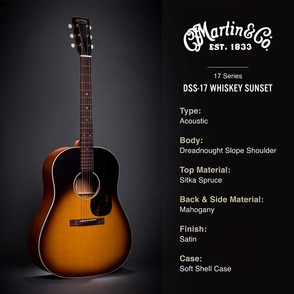 Đàn Guitar Acoustic Martin DSS-17 Whiskey Sunset 17 Series w/Bag-Mai Nguyên Music