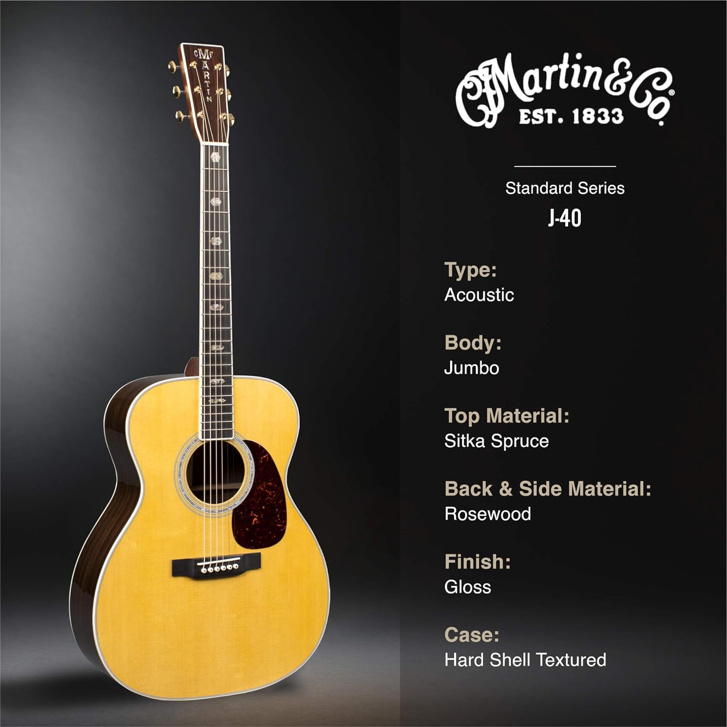 Đàn Guitar Acoustic Martin J-40 Standard Series w/Case-Mai Nguyên Music
