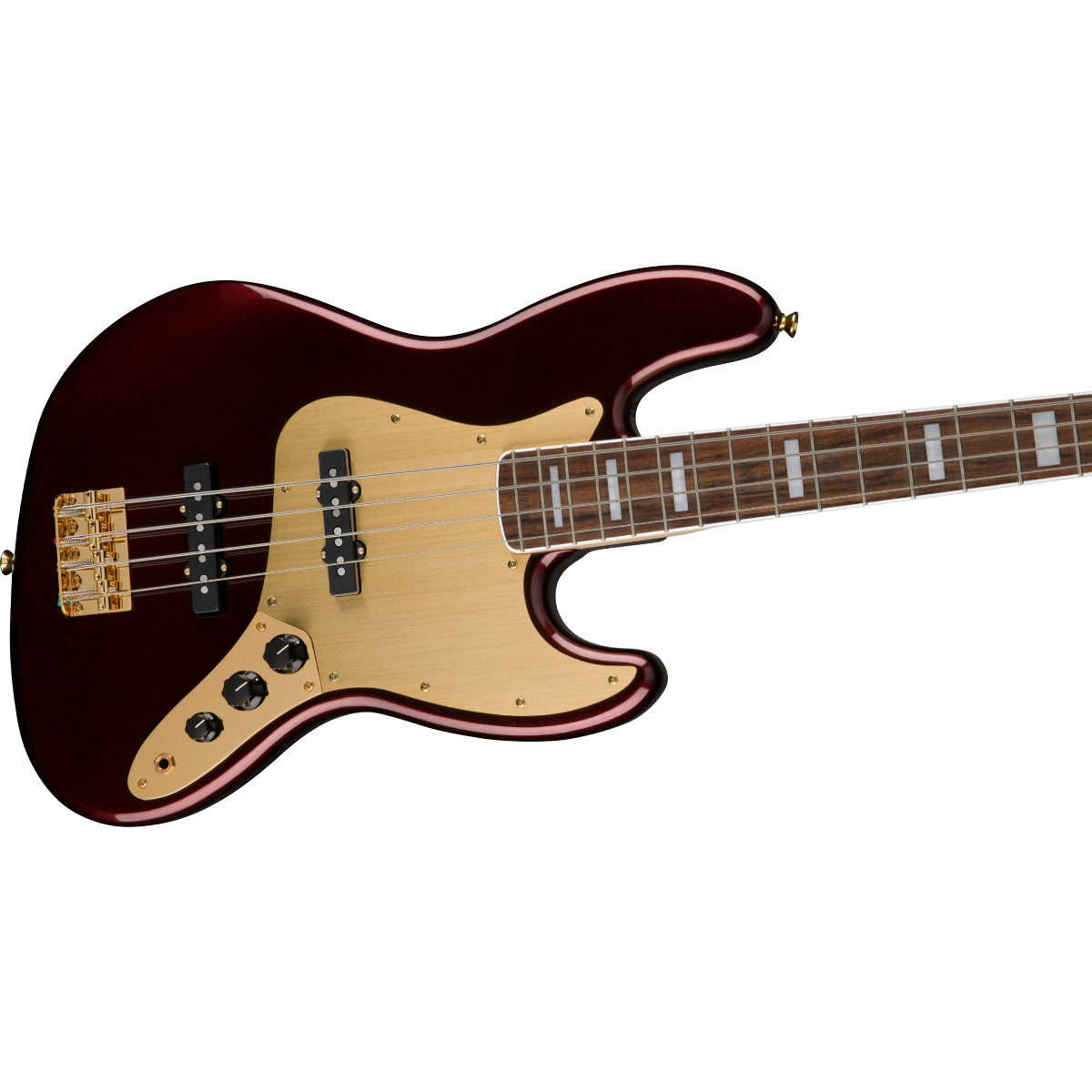 Đàn Guitar Bass 4-dây Squier 40th Anniversary Jazz Bass Gold Edition, LRL FB, Ruby Red Metallic-Mai Nguyên Music