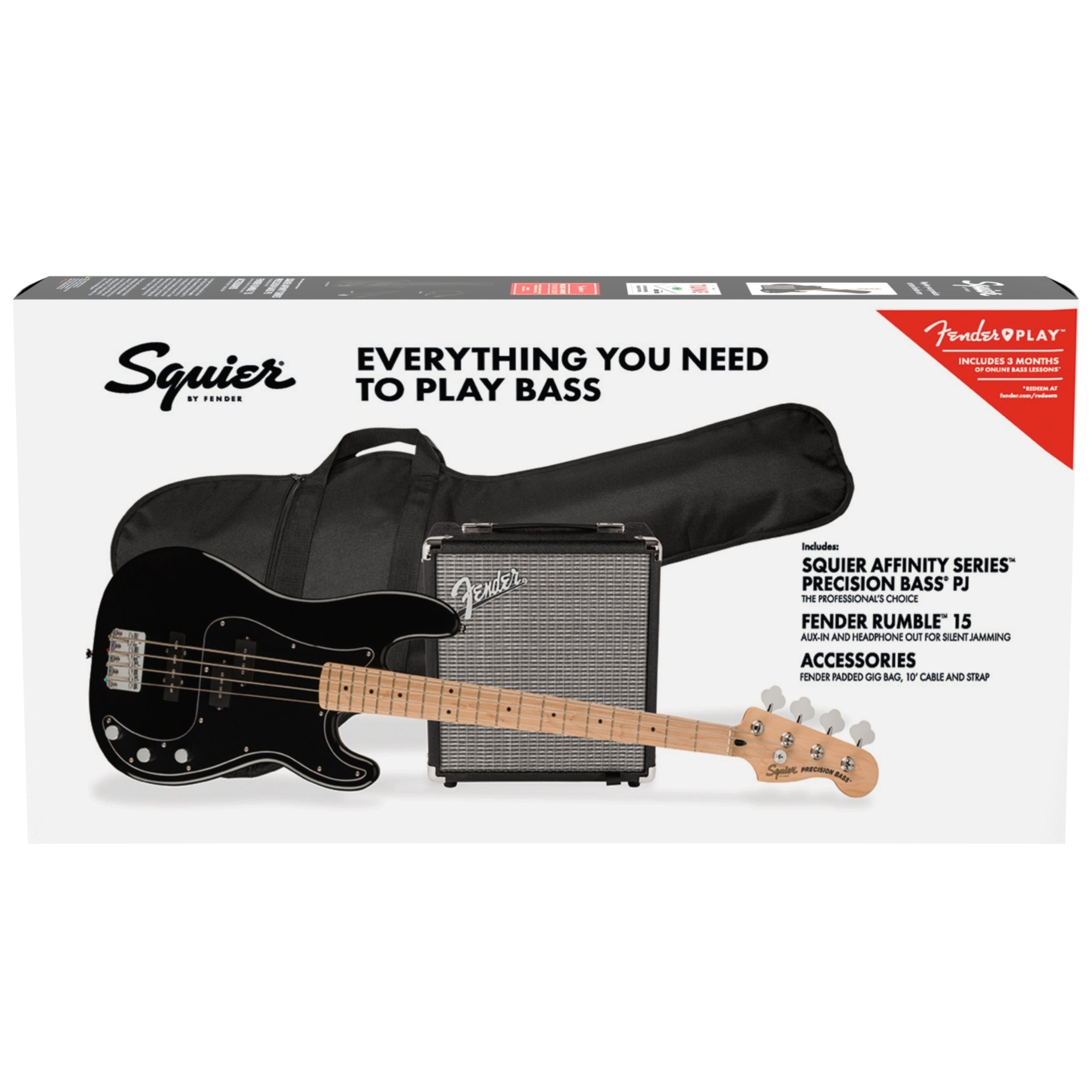 Đàn Guitar Bass Squier Affinity Series Precision Bass PJ Pack, LRL FB, Black-Mai Nguyên Music