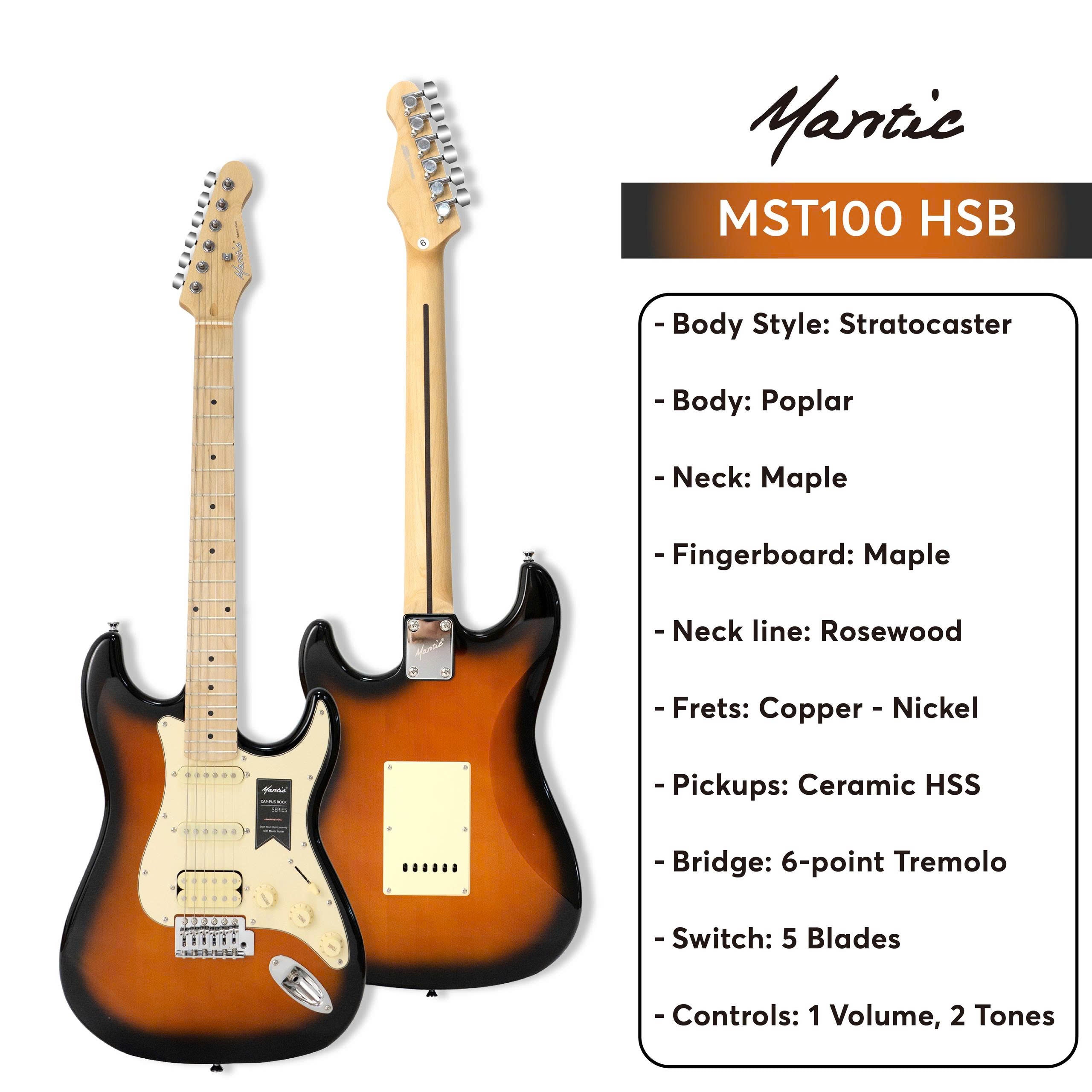 Đàn Guitar Điện Mantic MST100 HSS Stratocaster-Mai Nguyên Music
