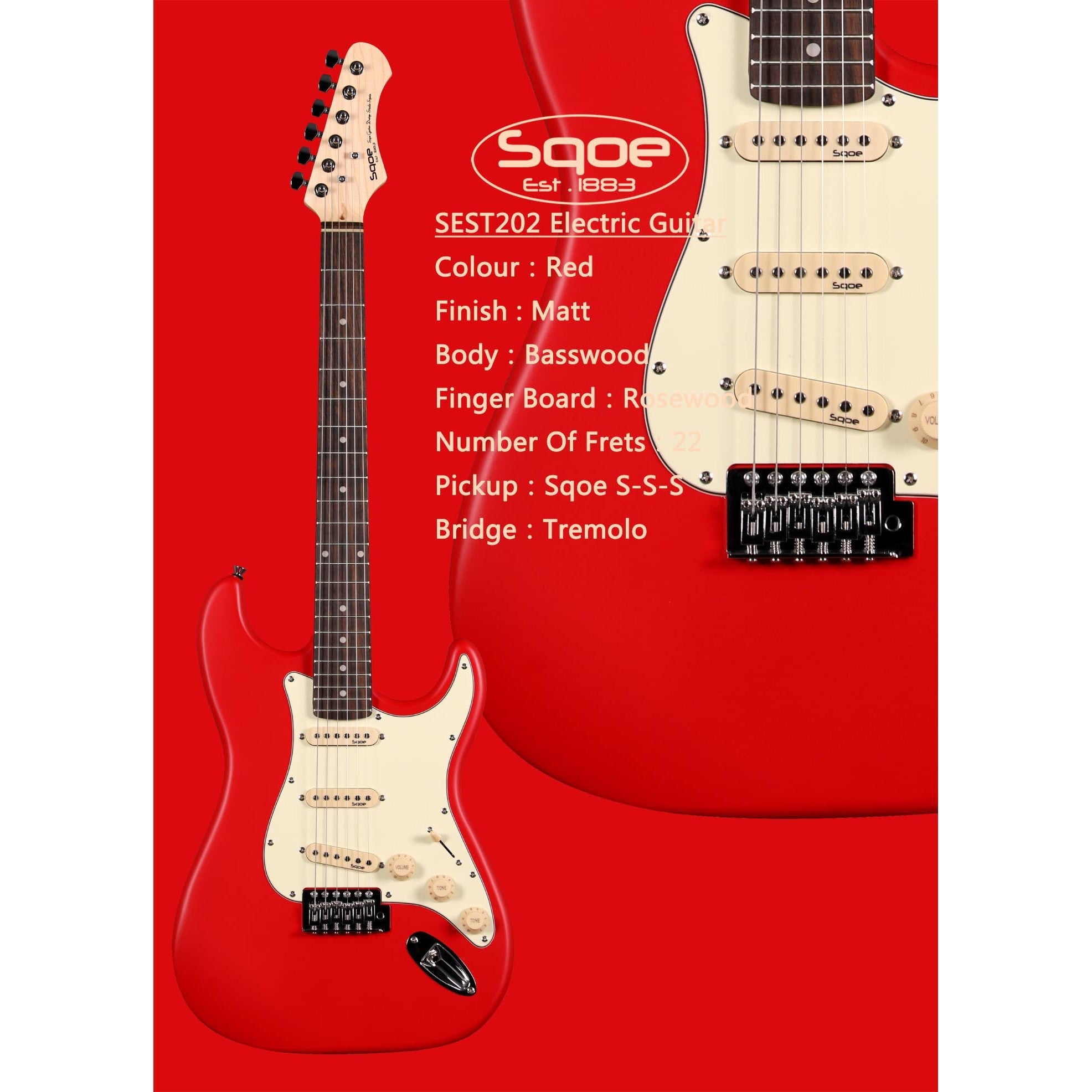 Đàn Guitar Điện Sqoe SEST202 Stratocaster-Mai Nguyên Music