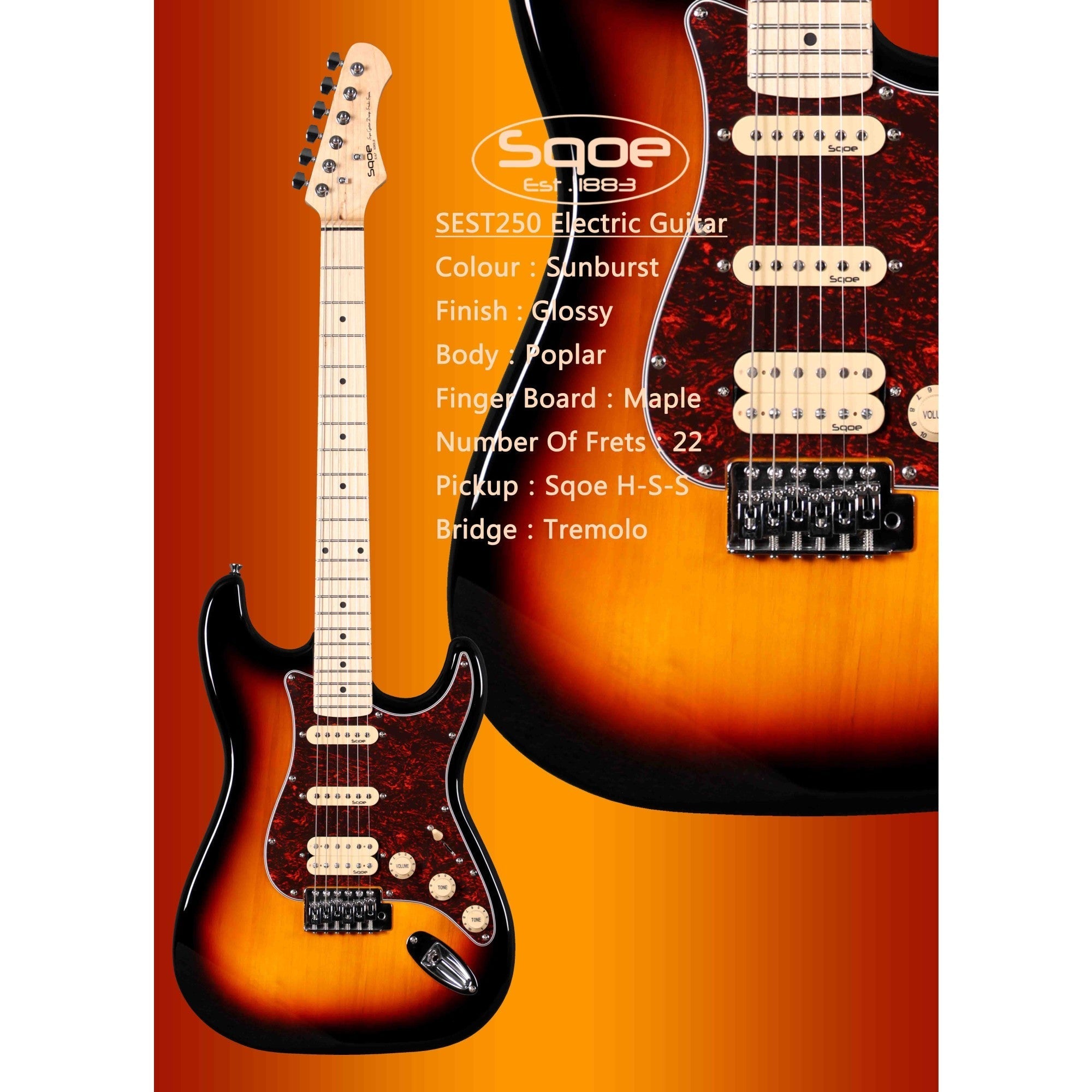 Đàn Guitar Điện Sqoe SEST250 Stratocaster-Mai Nguyên Music