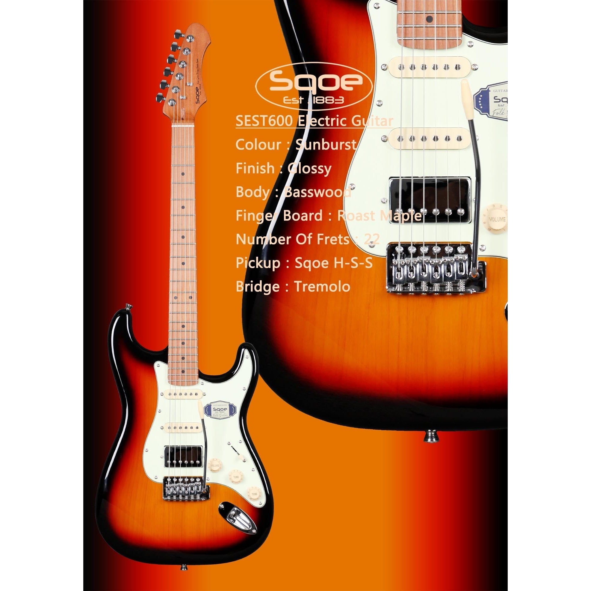 Đàn Guitar Điện Sqoe SEST600 Stratocaster-Mai Nguyên Music