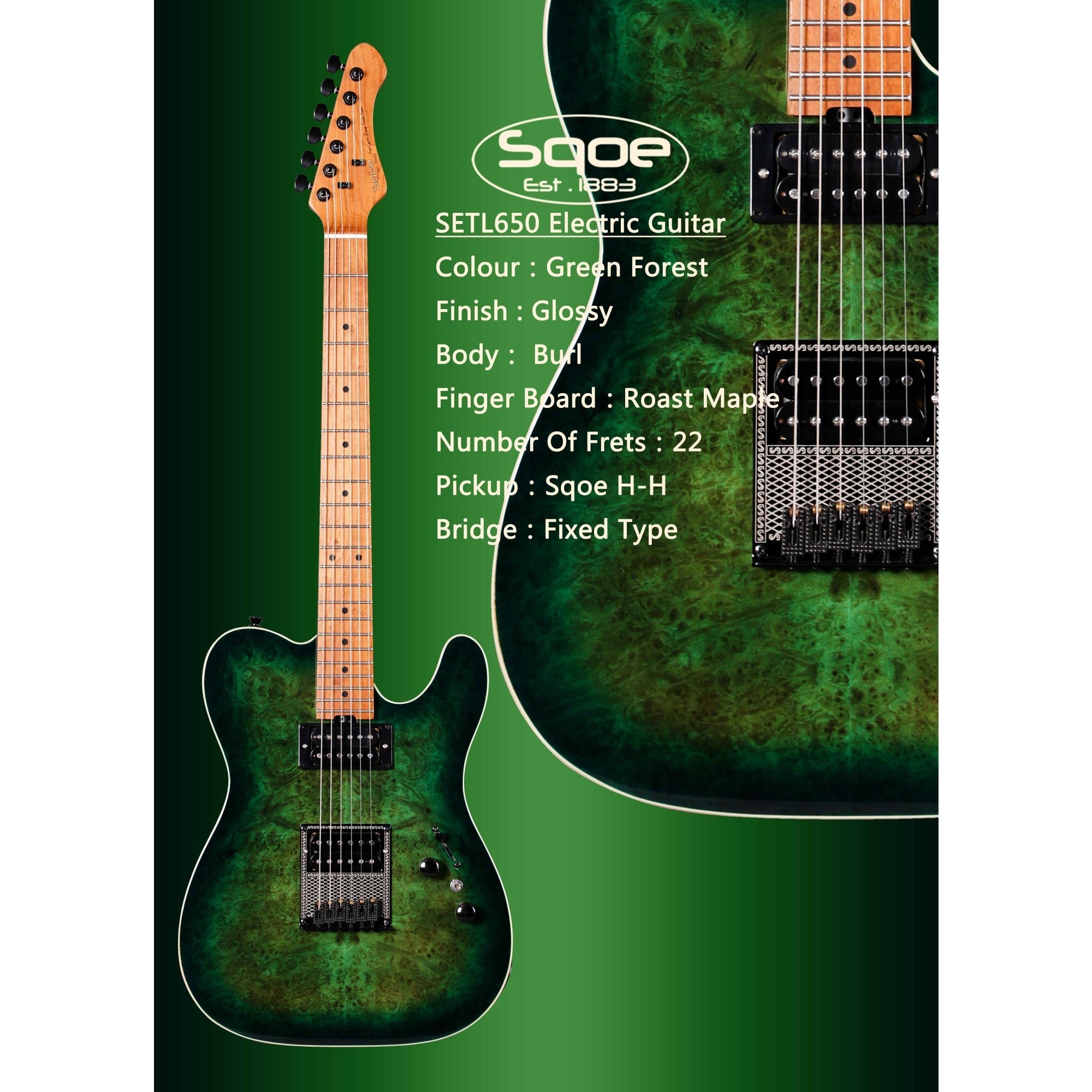 Đàn Guitar Điện Sqoe SETL650 Telecaster-Mai Nguyên Music