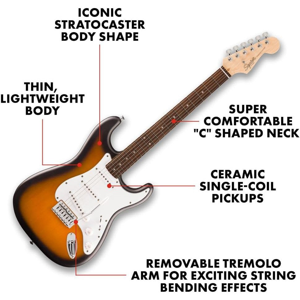 Đàn Guitar Điện Squier Debut Stratocaster SSS, Laurel Fingerboard-Mai Nguyên Music