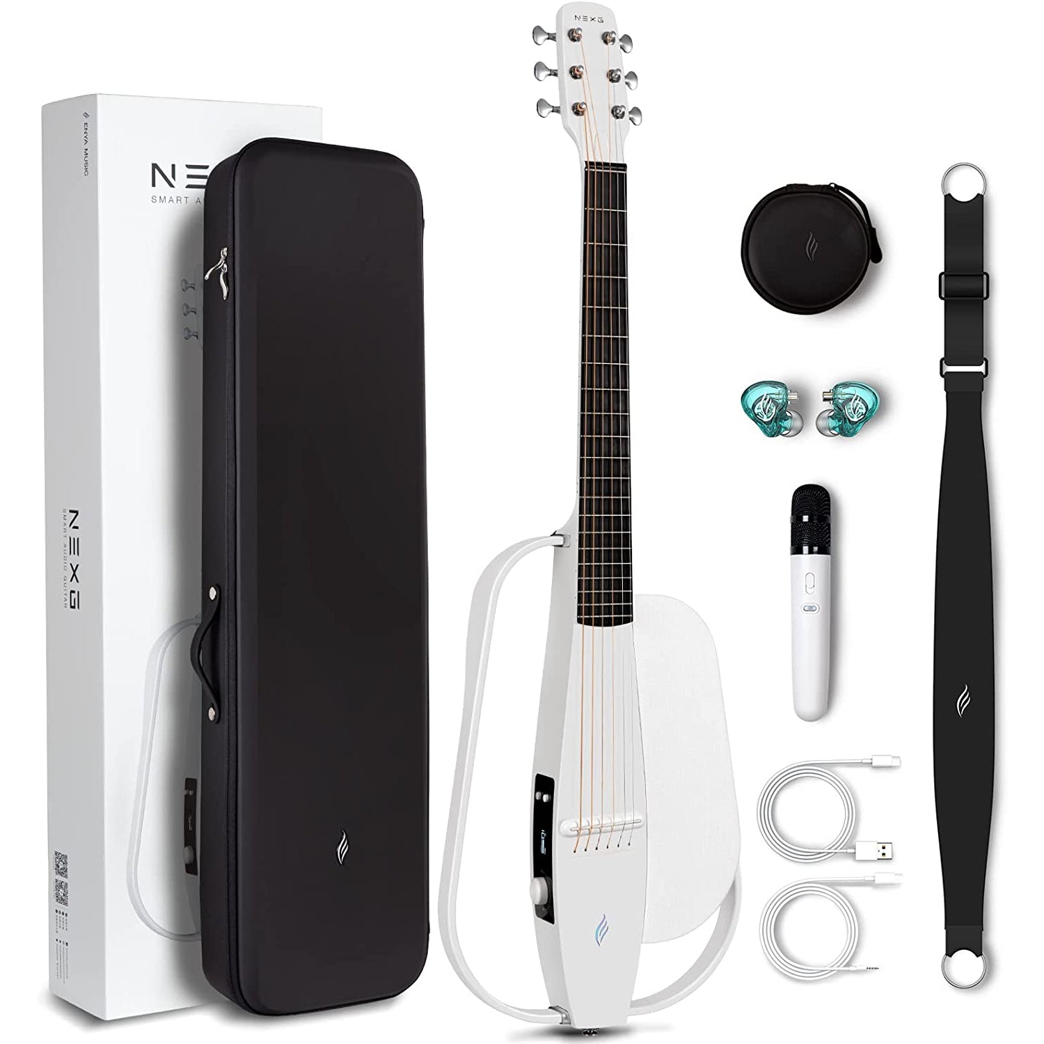 Đàn Guitar Silent Acoustic Enya NEXG Deluxe, White-Mai Nguyên Music