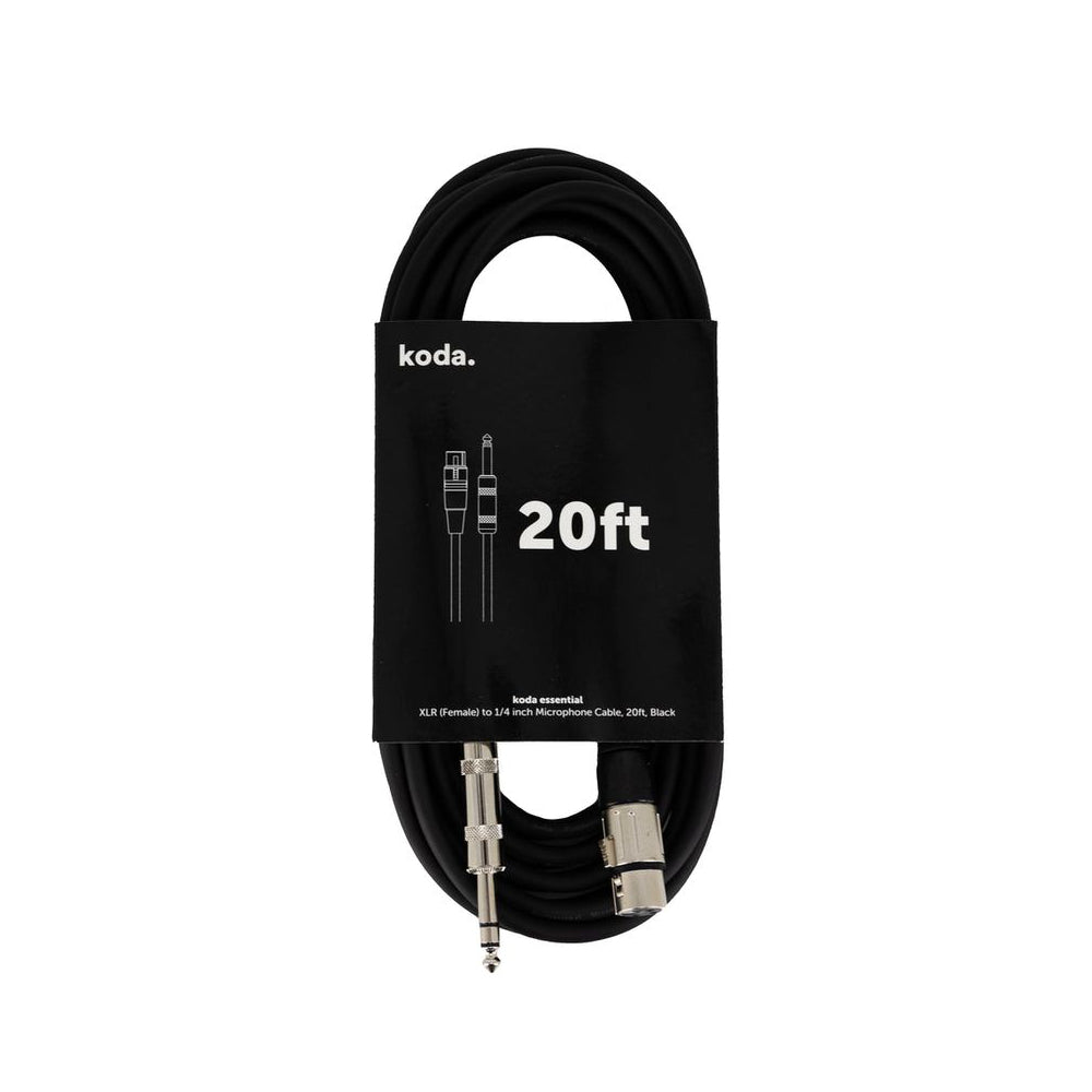 Dây Cáp Kết Nối Koda Essential XLR (Female) to 1/4inch Microphone, 20ft, Black-Mai Nguyên Music
