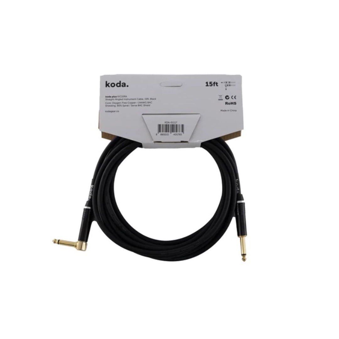 Dây Cáp Kết Nối Koda Plus KIC15RA Straight-Angled Instrument, 15ft, Black-Mai Nguyên Music