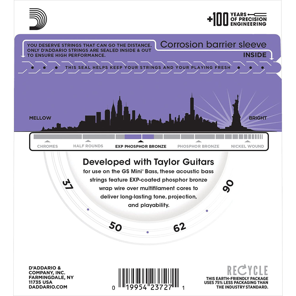 Dây Đàn Guitar Acoustic Bass D'Addario EXPPBB190GS Coated GS Mini, 37-90-Mai Nguyên Music