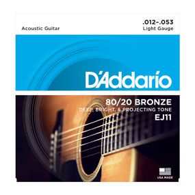 Dây Đàn Guitar Acoustic D'Addario EJ11 80/20 Bronze, Light, 12-53-Mai Nguyên Music