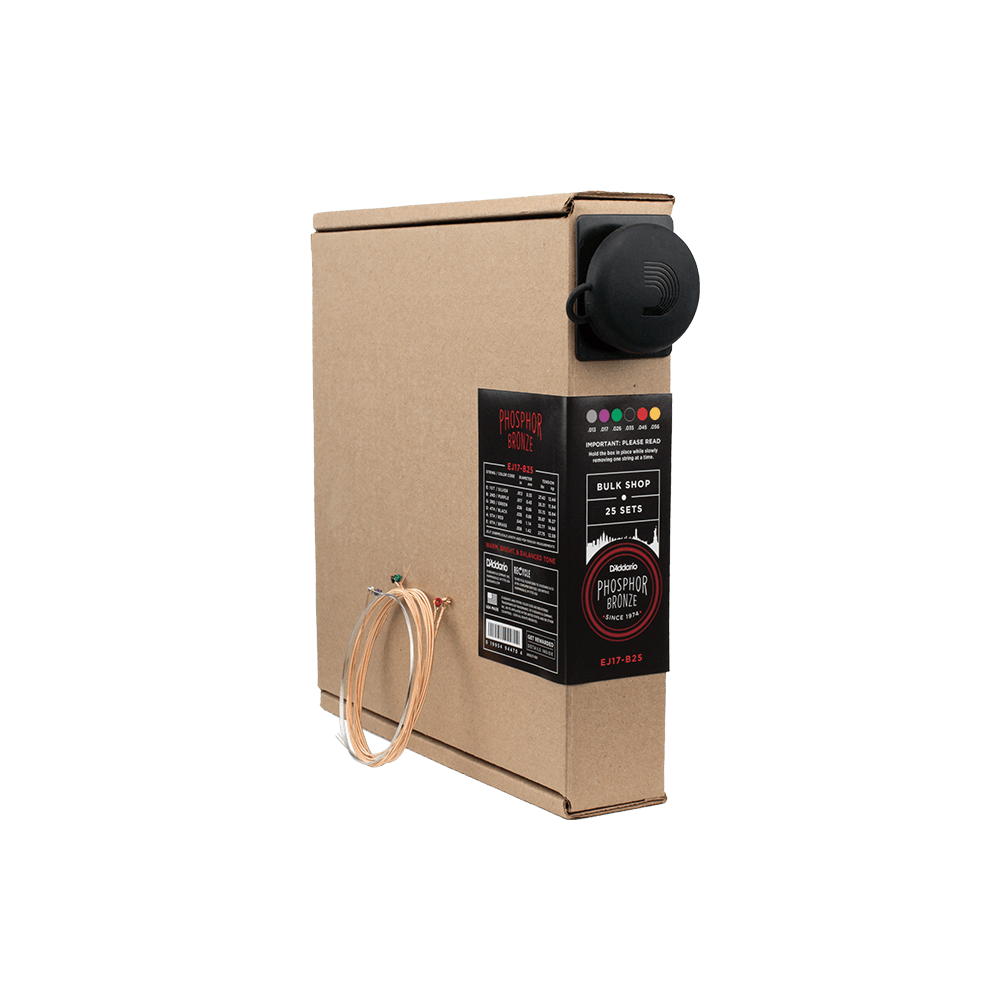 Dây Đàn Guitar Acoustic D'Addario EJ17-B25 Phosphor Bronze, Medium, 13-56, 25 Bulk Sets-Mai Nguyên Music