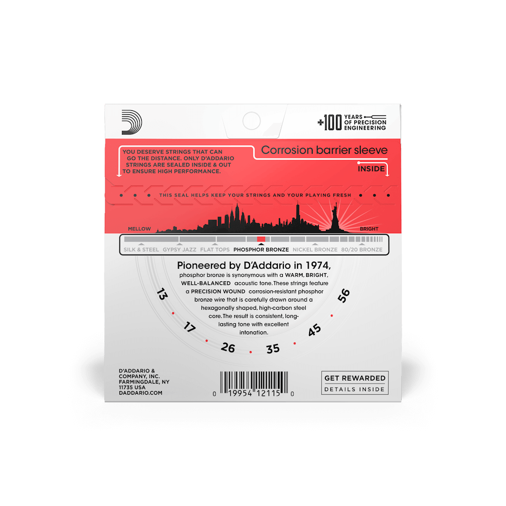 Dây Đàn Guitar Acoustic D'Addario EJ17 Phosphor Bronze, Medium, 13-56-Mai Nguyên Music