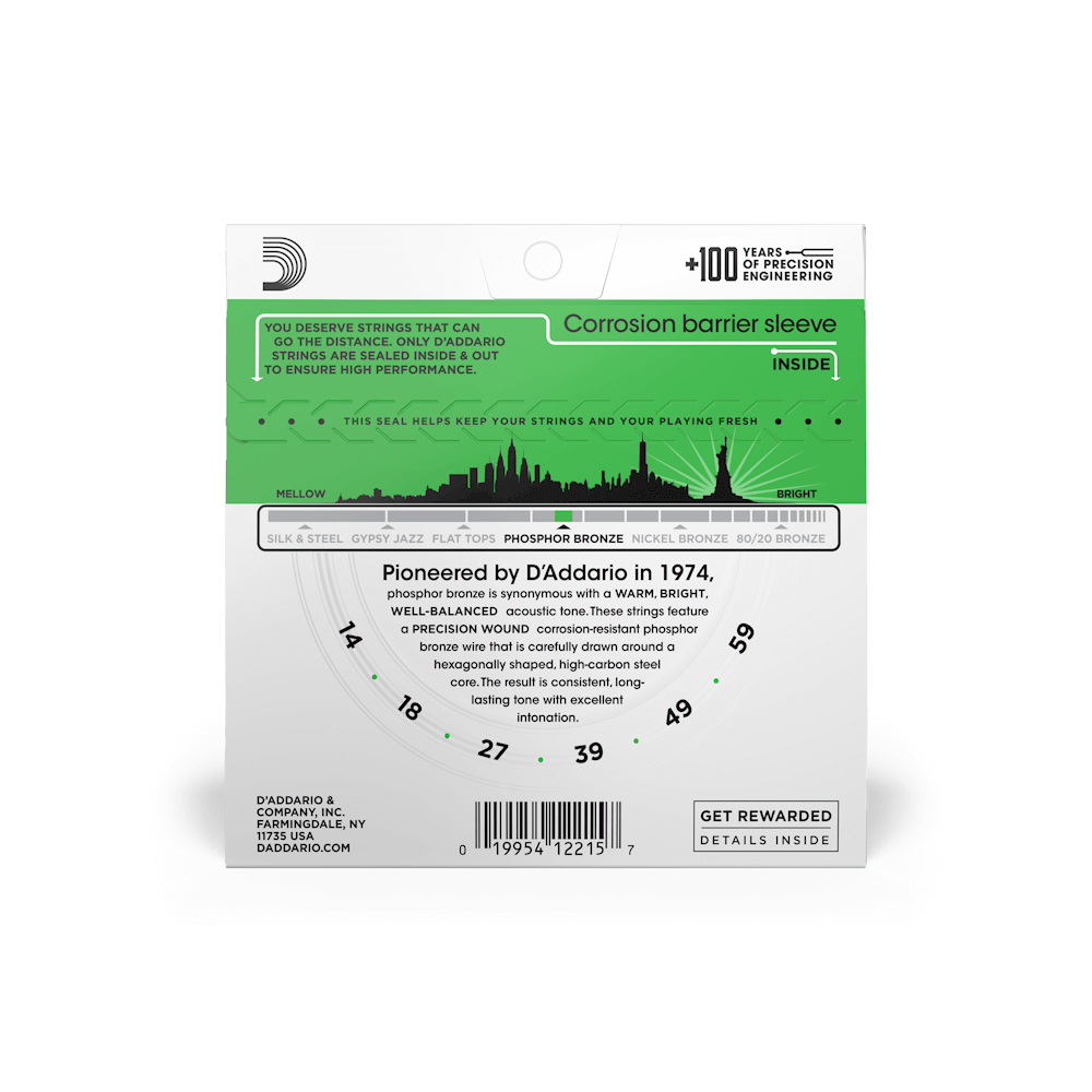 Dây Đàn Guitar Acoustic D'Addario EJ18 Phosphor Bronze, Heavy, 14-59-Mai Nguyên Music