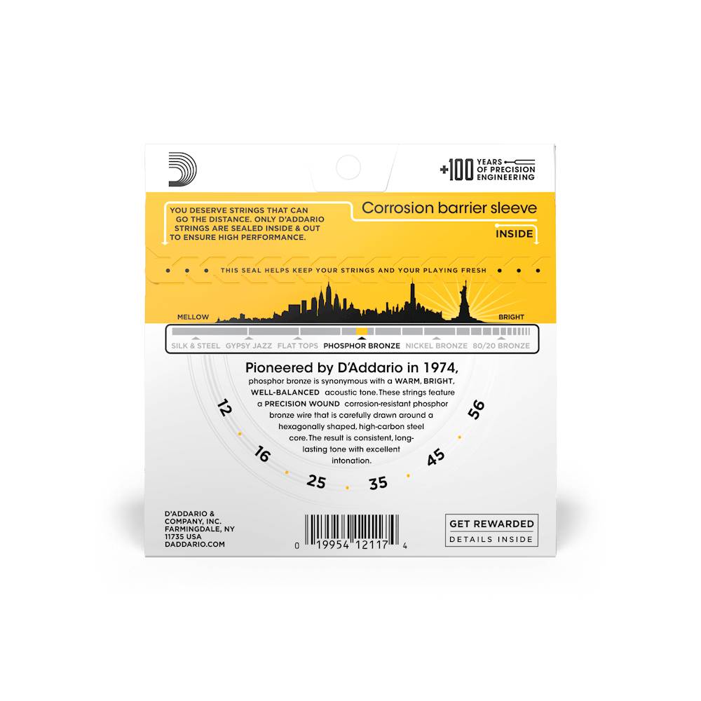 Dây Đàn Guitar Acoustic D'Addario EJ19 Phosphor Bronze, Bluegrass, 12-56-Mai Nguyên Music