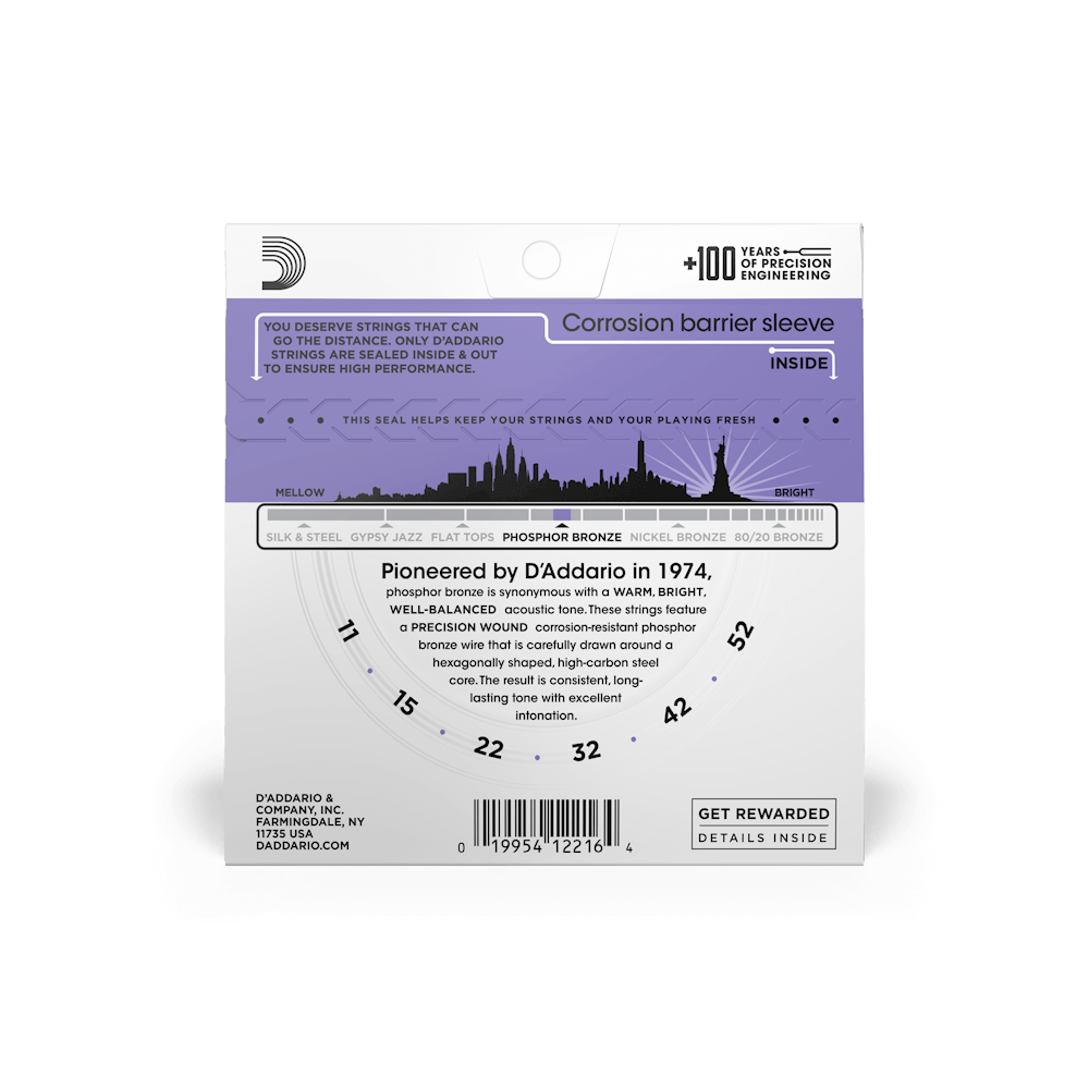 Dây Đàn Guitar Acoustic D'Addario EJ26 Phosphor Bronze, Custom Light, 11-52-Mai Nguyên Music