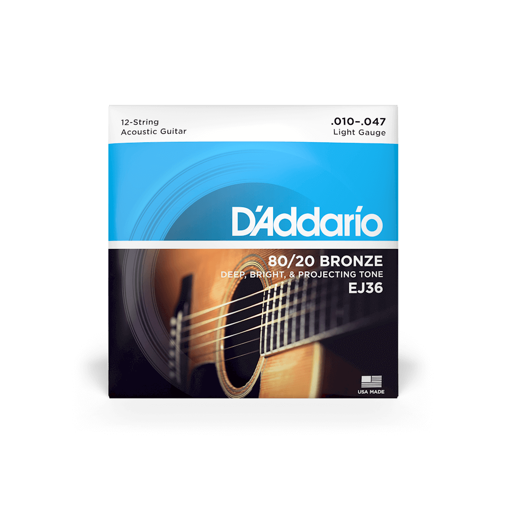 Dây Đàn Guitar Acoustic D'Addario EJ36 80/20 12-Strings Bronze, Light, 10-47-Mai Nguyên Music