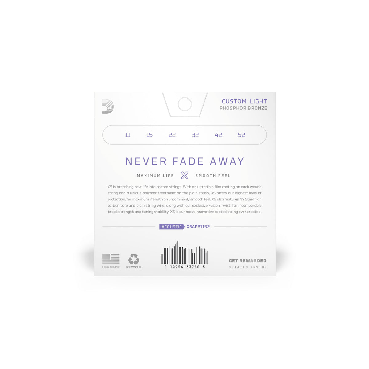 Dây Đàn Guitar Acoustic D'Addario XSAPB1152 Phosphor Bronze, Custom Light, 11-52-Mai Nguyên Music