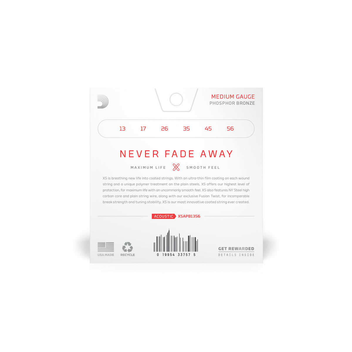 Dây Đàn Guitar Acoustic D'addario XSAPB1356 Phosphor Bronze, Medium, 13-56-Mai Nguyên Music