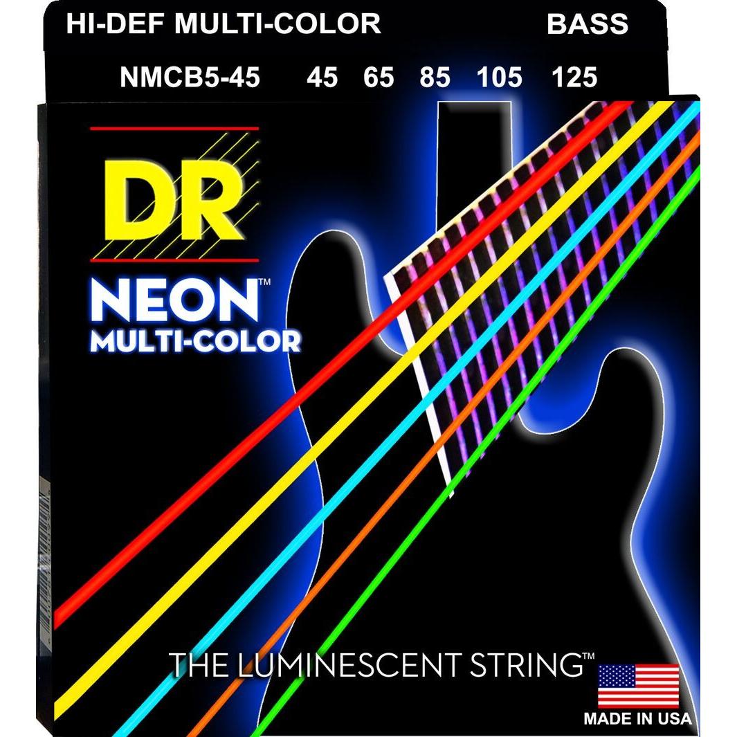 Dây Đàn Guitar Bass 5 Dây DR Strings NMCB5-45 Neon Multi-color 45-125 5 String Set-Mai Nguyên Music