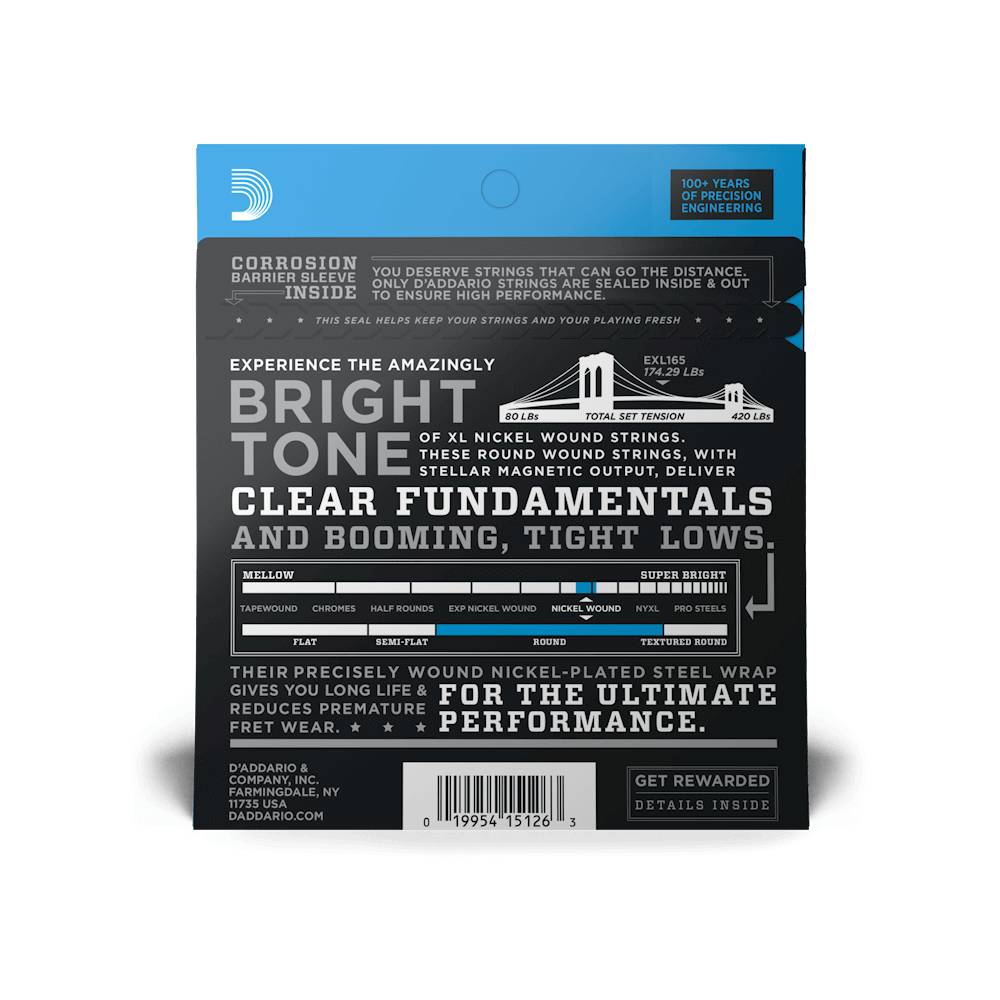 Dây Đàn Guitar Bass D'Addario EXL165 Nickel Wound, Custom Light, 45-105, Long Scale-Mai Nguyên Music