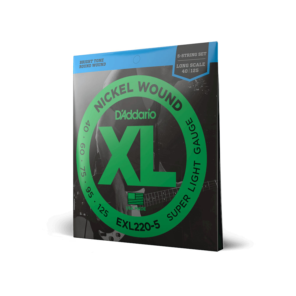 Dây Đàn Guitar Bass D'Addario EXL220-5 5-String Nickel Wound, Super Light, 40-125, Long Scale-Mai Nguyên Music