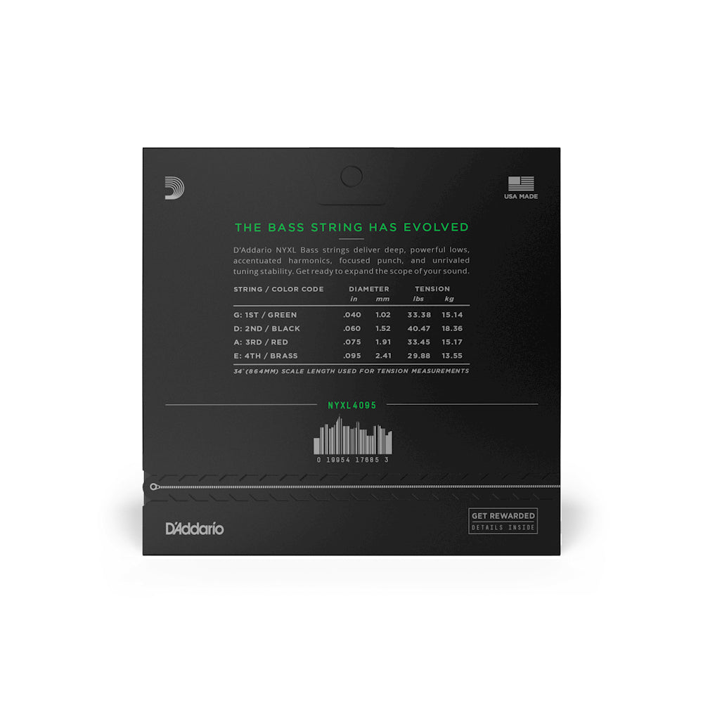 Dây Đàn Guitar Bass D'Addario NYXL4095 NYXL, Long Scale, Super Light, 40-95-Mai Nguyên Music