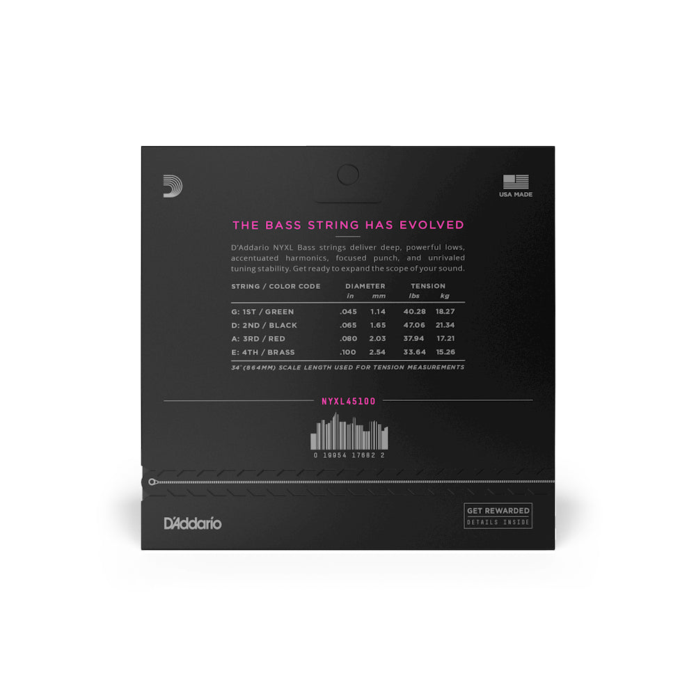 Dây Đàn Guitar Bass D'Addario NYXL45100 NYXL, Long Scale, Regular, 45-100-Mai Nguyên Music