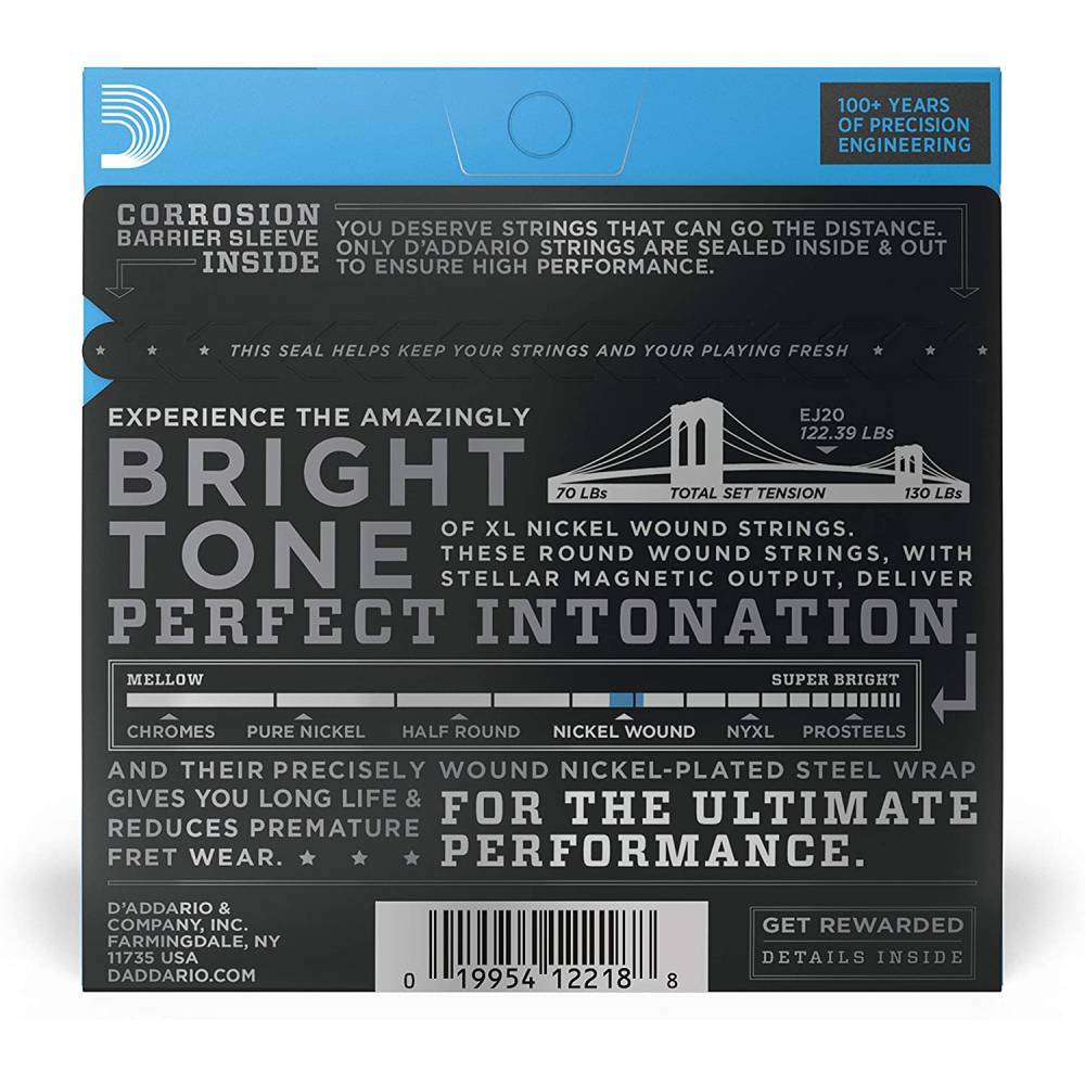Dây Đàn Guitar Điện D'Addario EJ20 Nickel Wound, JazzExtra Light, 10-49-Mai Nguyên Music