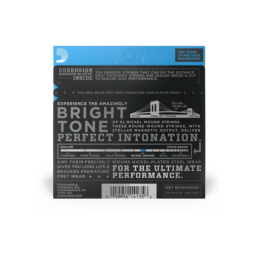 Dây Đàn Guitar Điện D'Addario EXL140 Nickel Wound, Light Top/Heavy Bottom, 10-52-Mai Nguyên Music