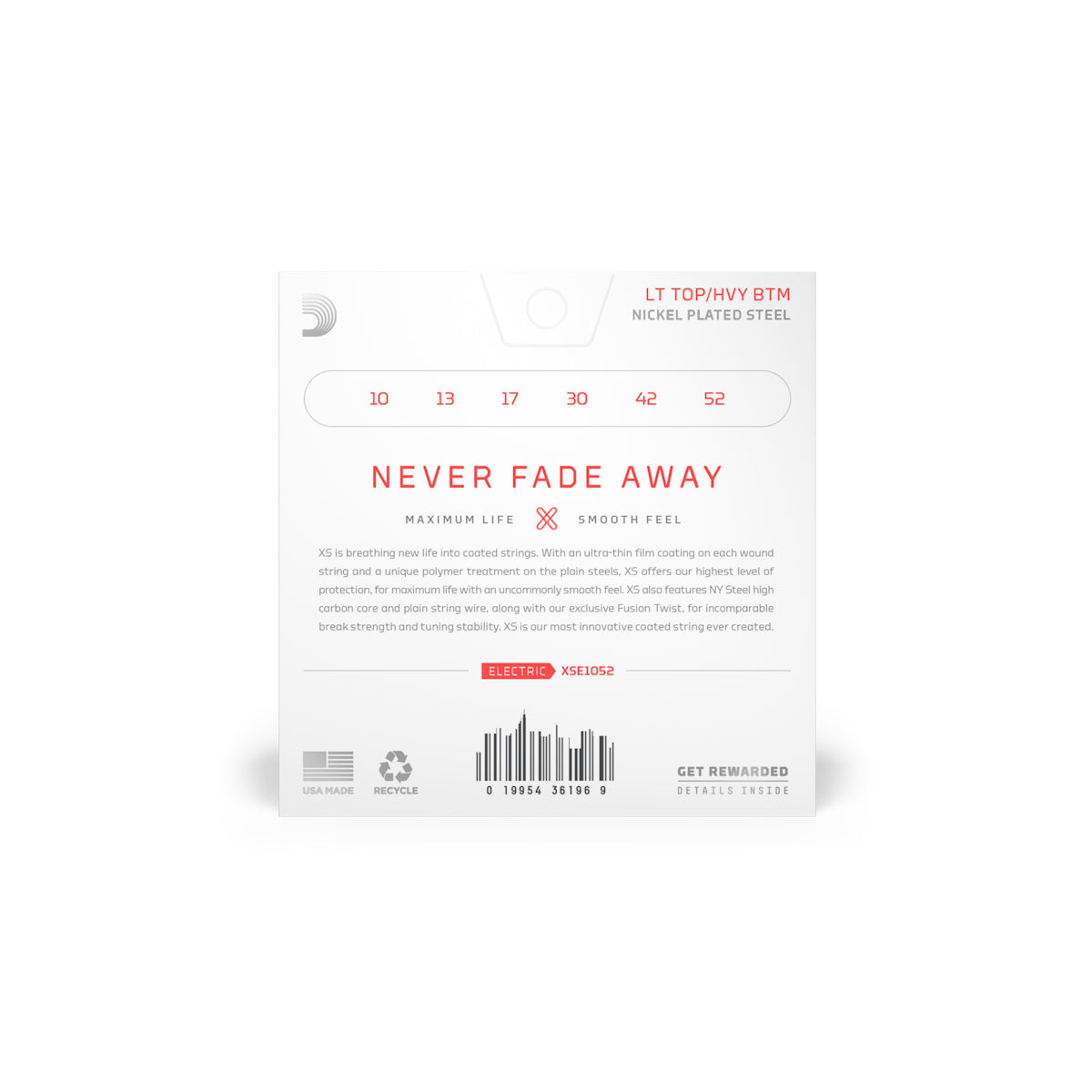 Dây Đàn Guitar Điện D'Addario XSE1052 Nickel-plated Steel Coated, Light Top, 10-52-Mai Nguyên Music