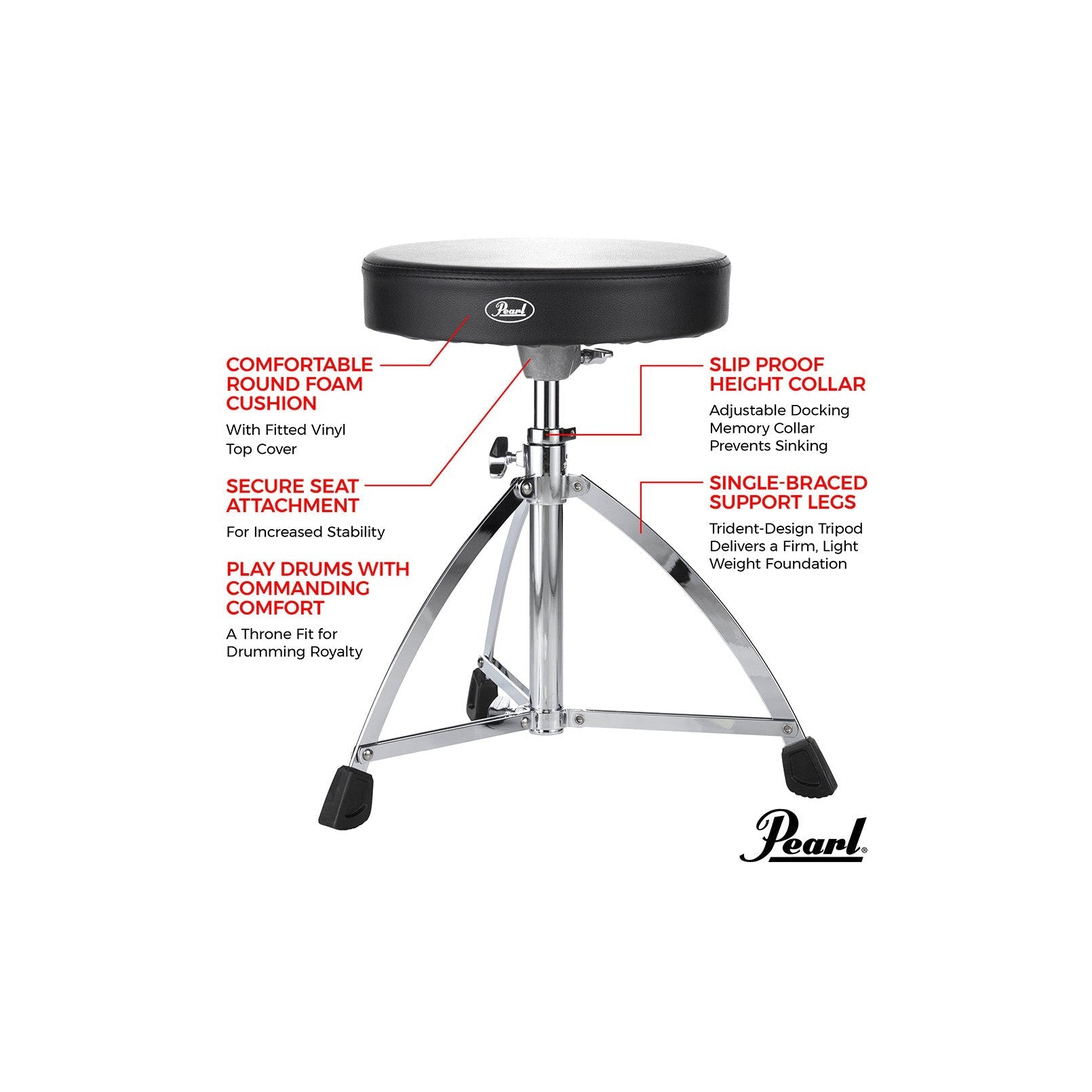 Ghế Trống Pearl D730S Chân Giằng Đơn-Mai Nguyên Music