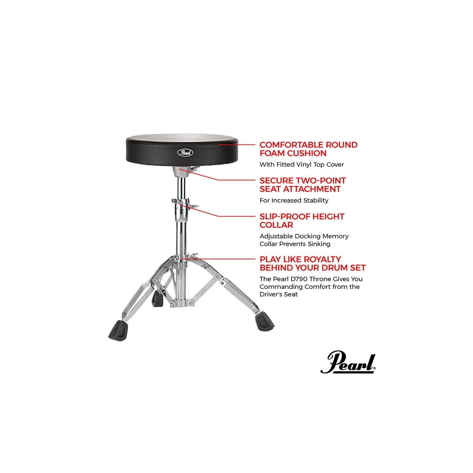 Ghế Trống Pearl D790 Chân Giằng Đôi-Mai Nguyên Music