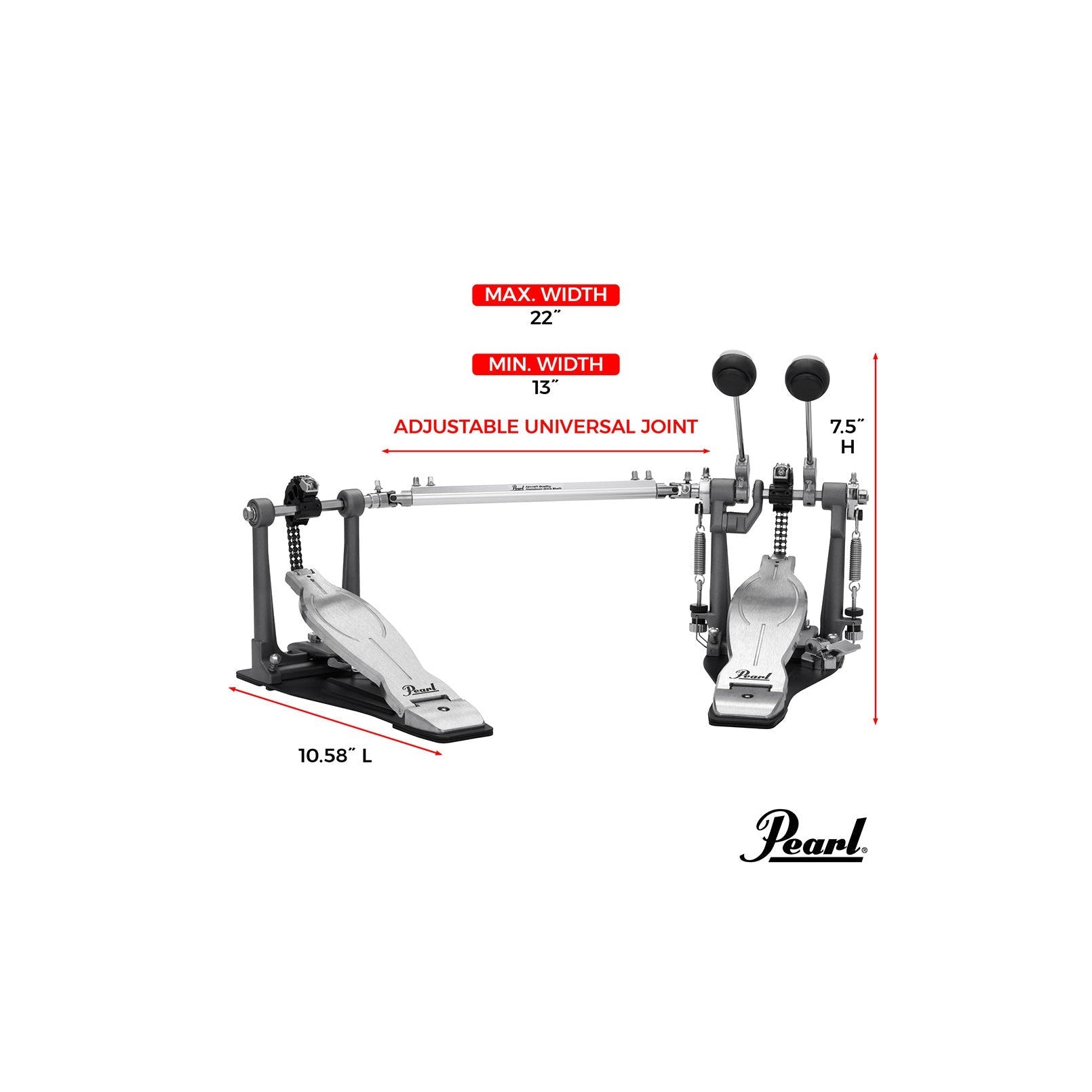 Pedal Đôi Trống Bass Pearl P1032 Eliminator Solo Black-Mai Nguyên Music
