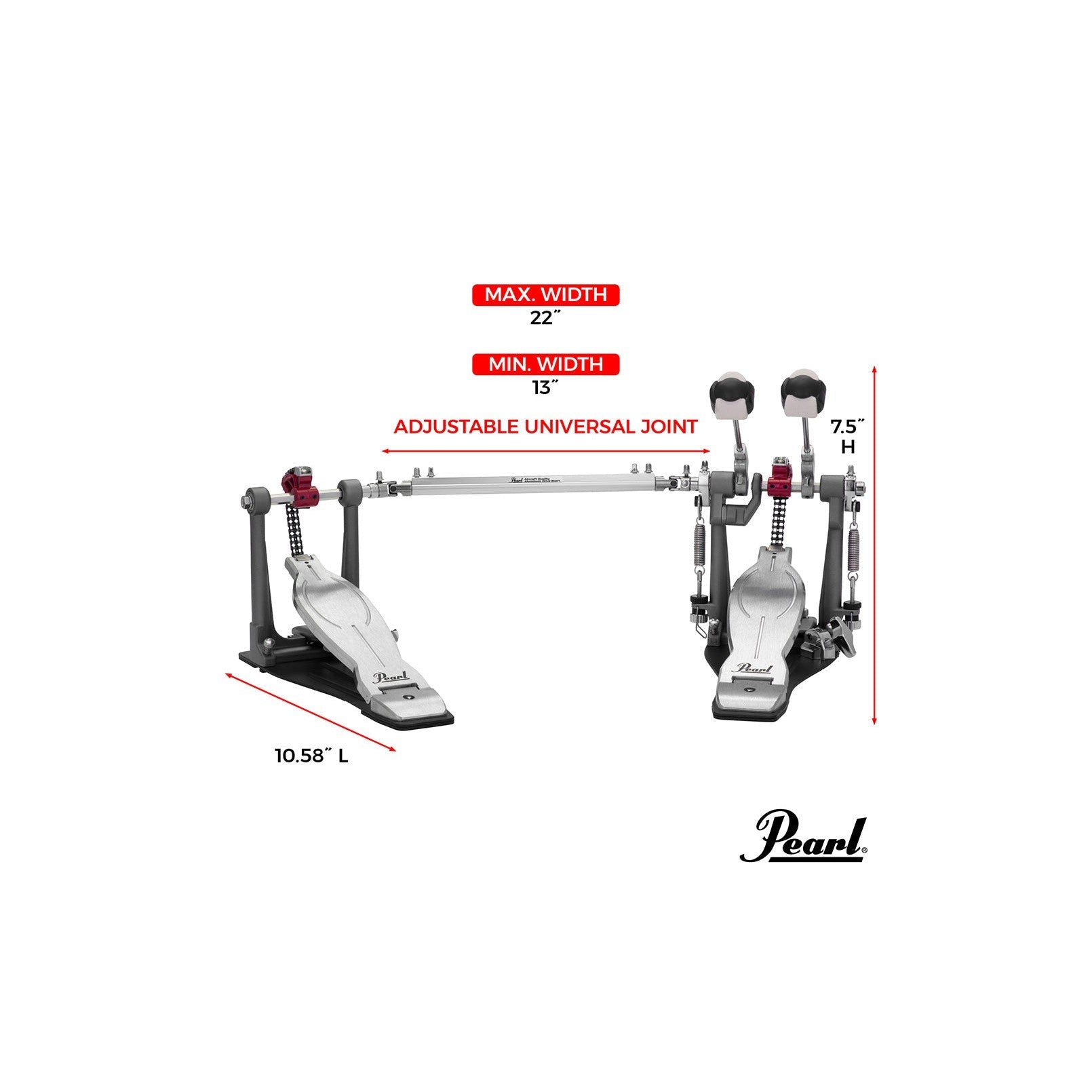 Pedal Đôi Trống Bass Pearl P1032R Eliminator Solo Red-Mai Nguyên Music