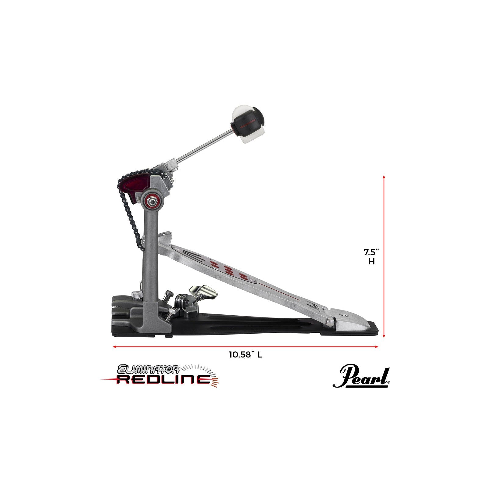 Pedal Đơn Trống Bass Pearl P2050C Eliminator Redline Chain-Mai Nguyên Music
