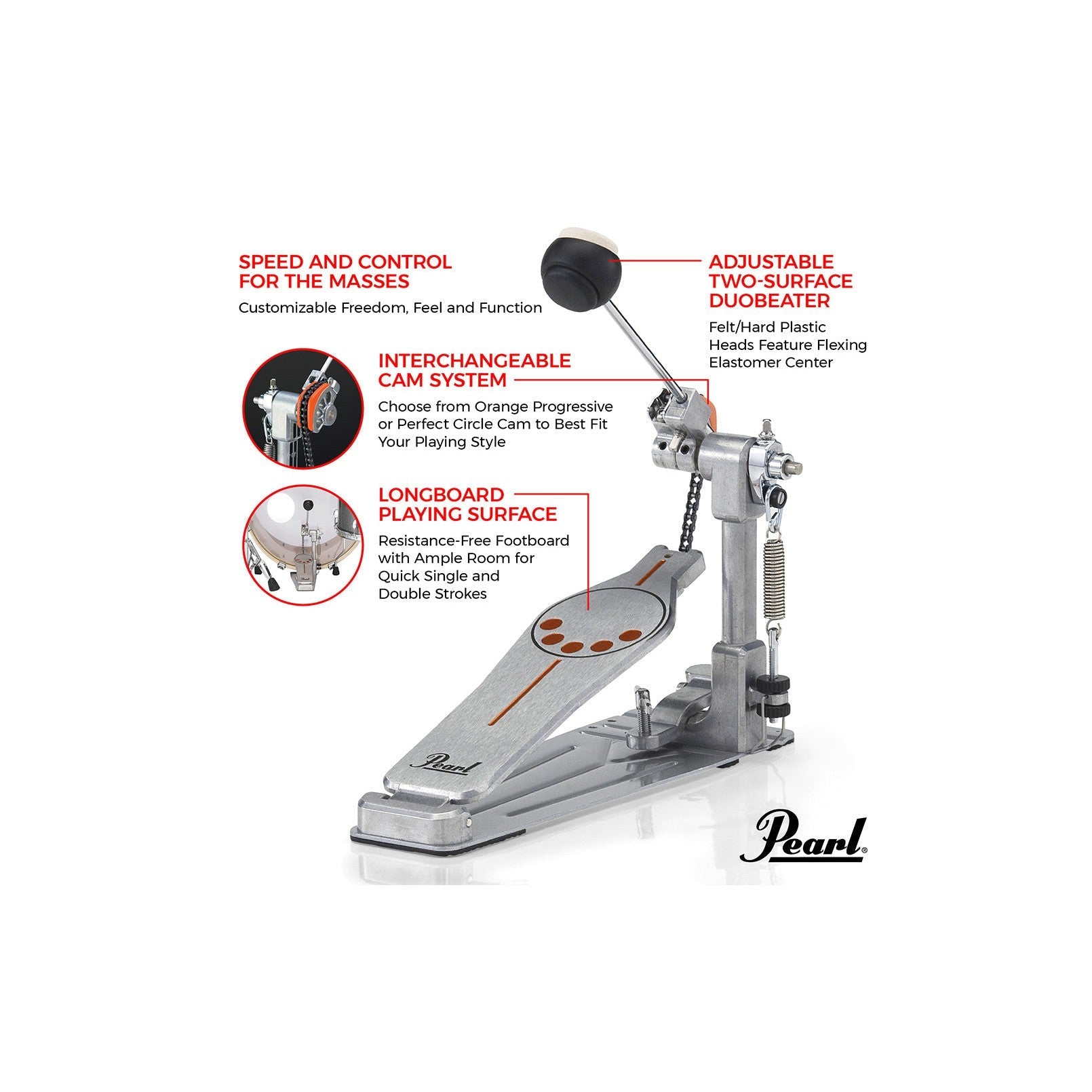 Pedal Đơn Trống Bass Pearl P930 Longboard-Mai Nguyên Music