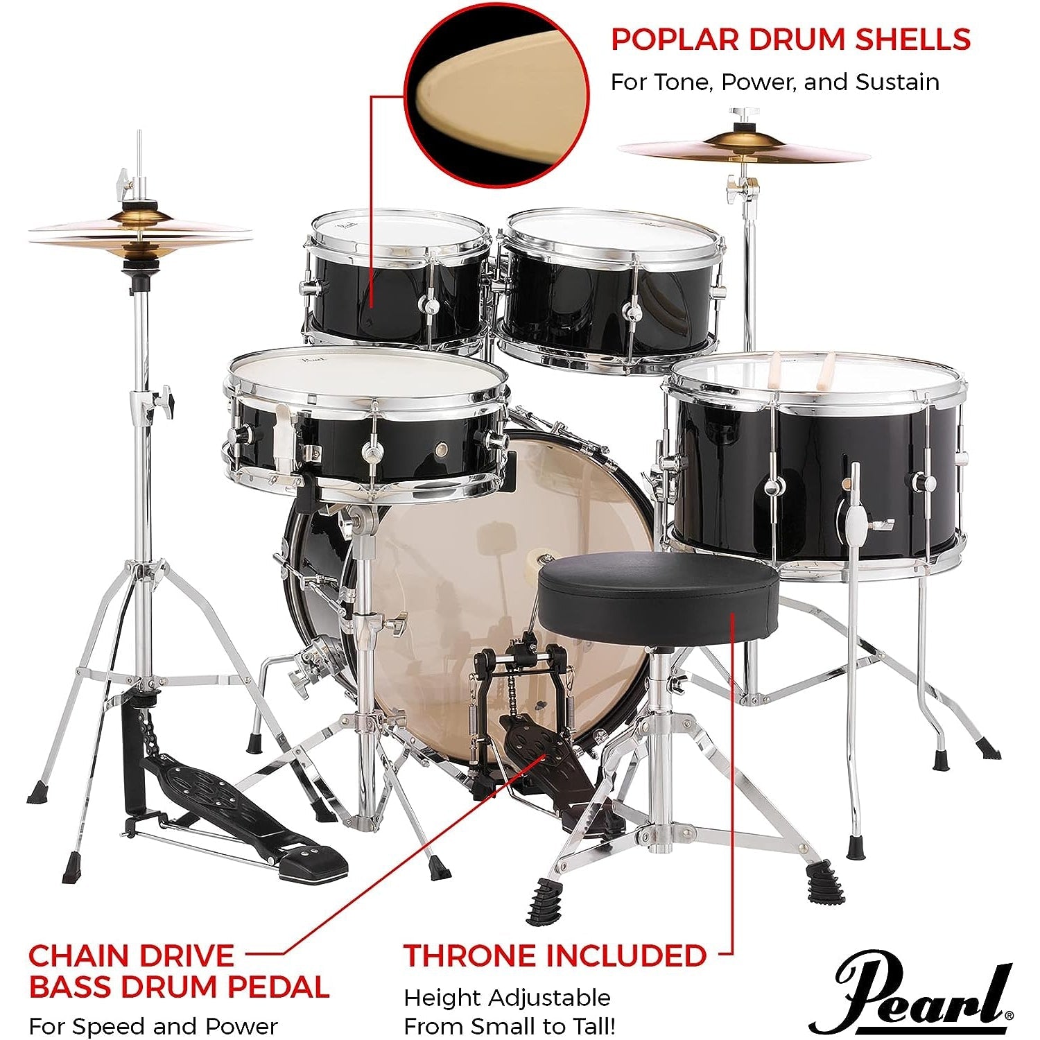 Trống Cơ Pearl Roadshow RSJ465/C 5-Shell Pack (16"/8"/10"/12"/13")-Mai Nguyên Music